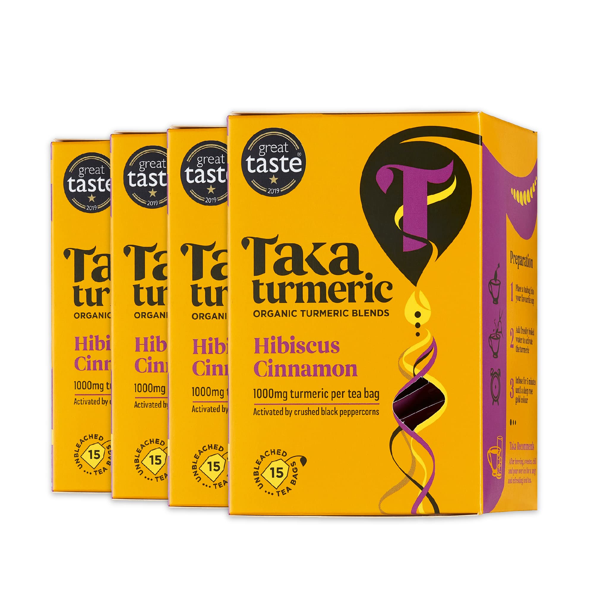 Taka Turmeric Organic Hibiscus & Cinnamon Tea - 60 Bags (4 Pack)