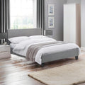 Julian Bowen Rialto King Size Bed – Light Grey Linen Platform Frame