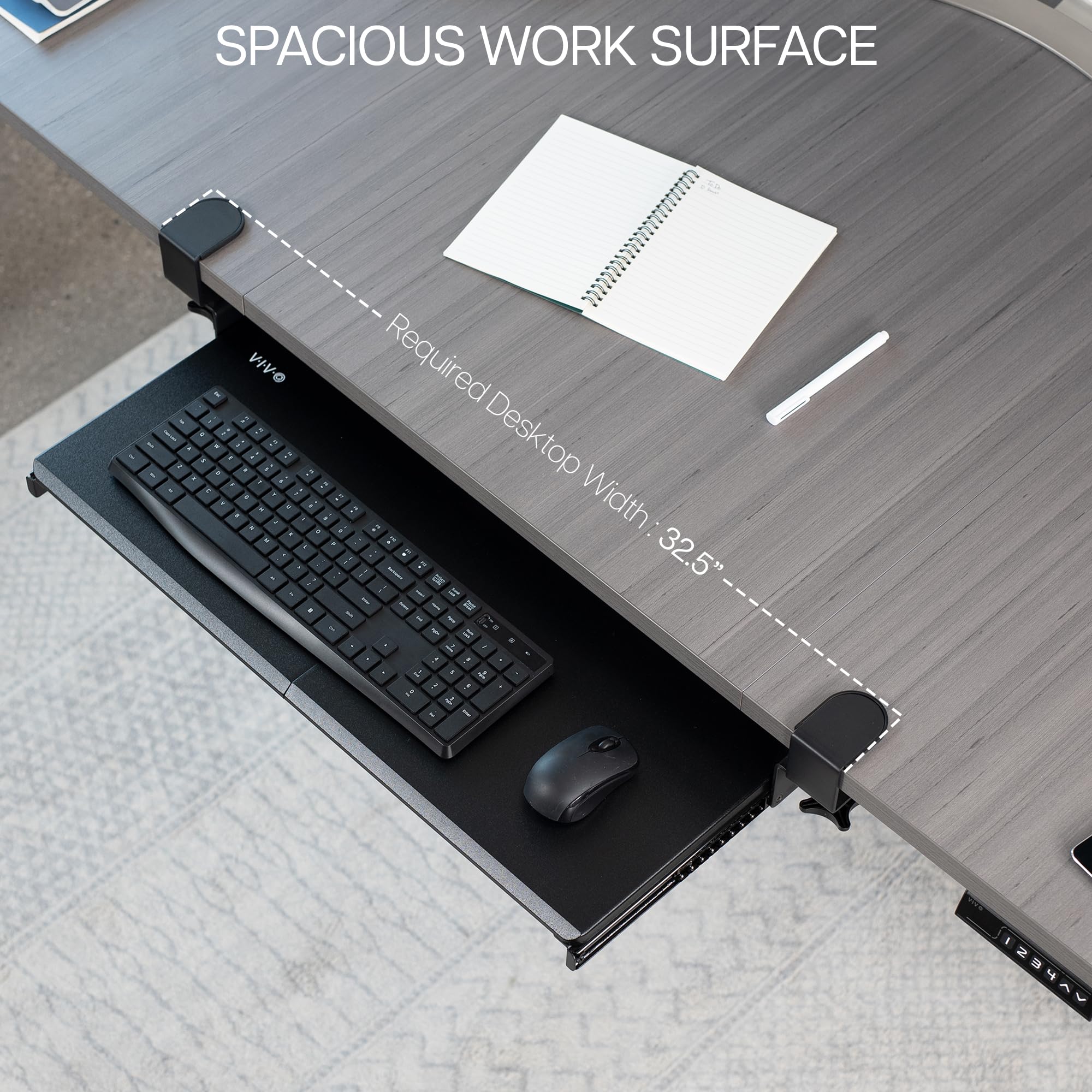 VIVO Large Under Desk Keyboard Tray – Sturdy C-Clamp Mount, Black