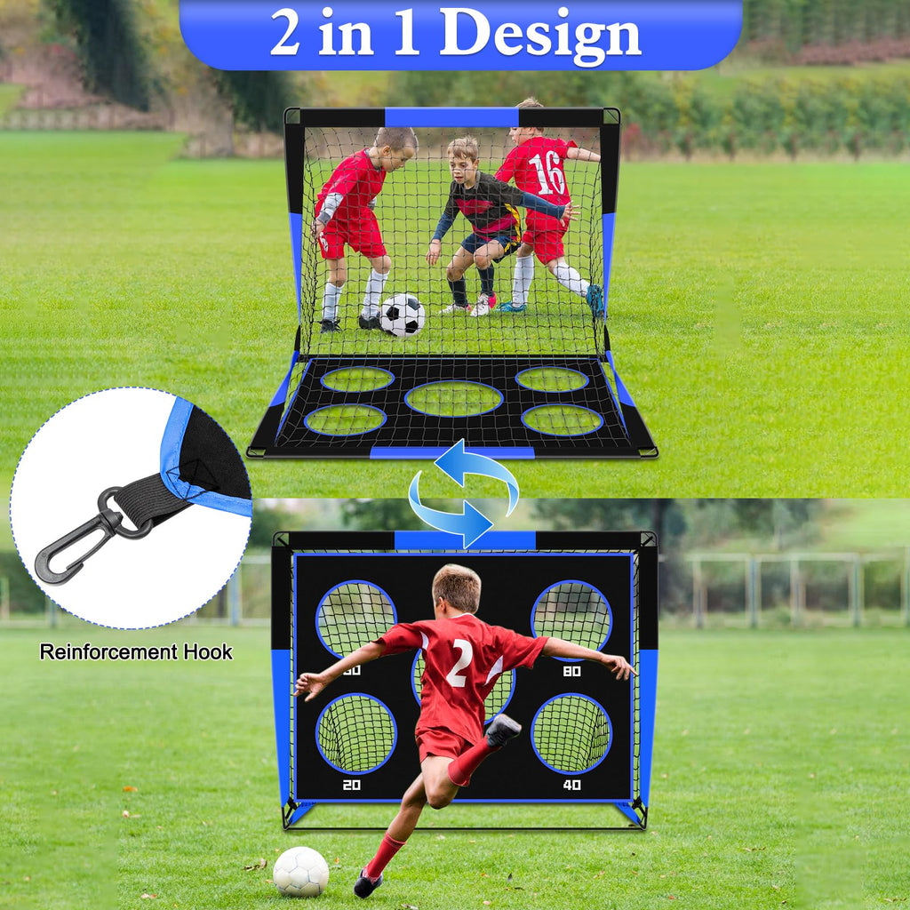 Gofady 2-in-1 Kids Football Goal – Portable Soccer Training Net with Targets