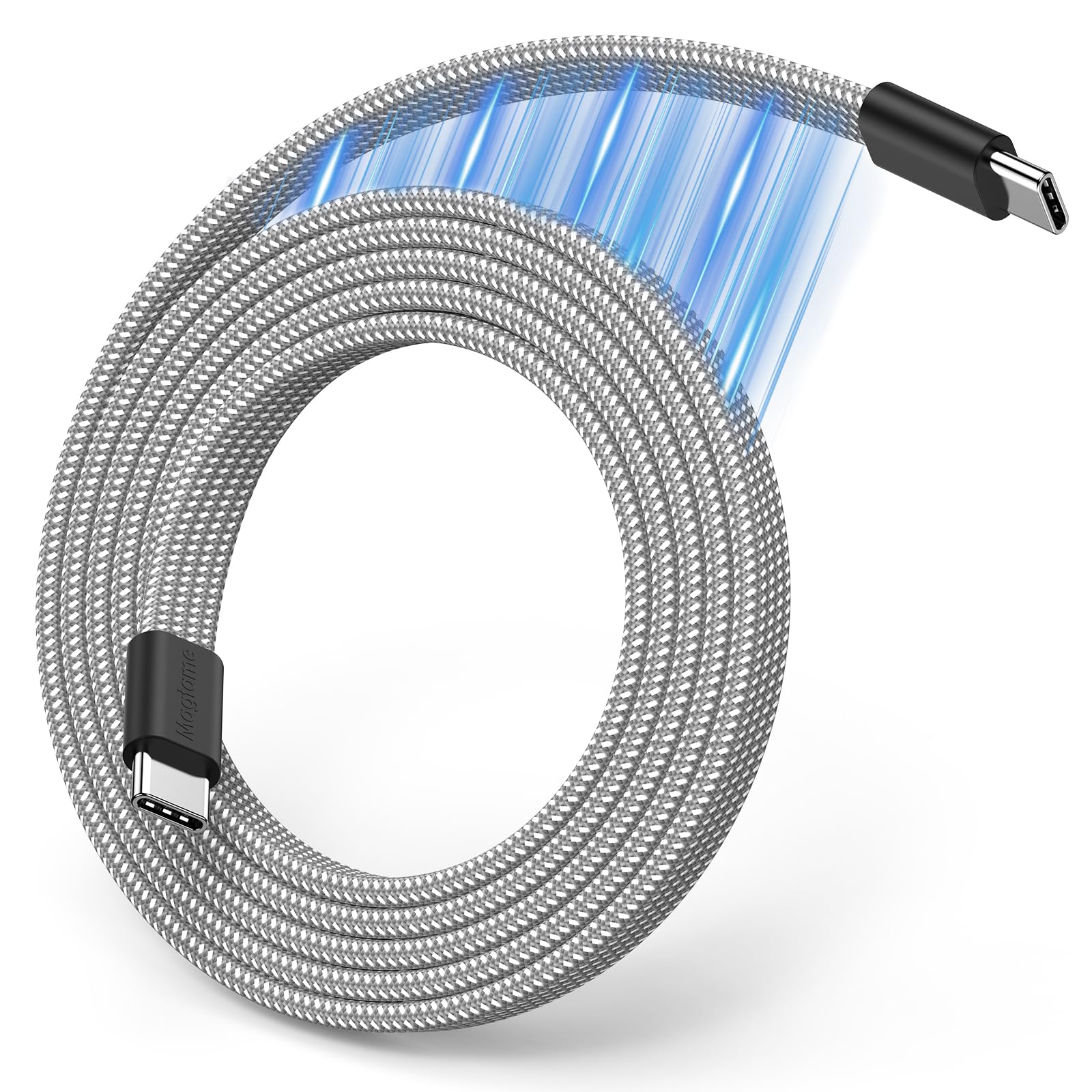 Magtame Magnetic USB C to USB C Cable – 60W Coiled Fast Charging, 3.3ft