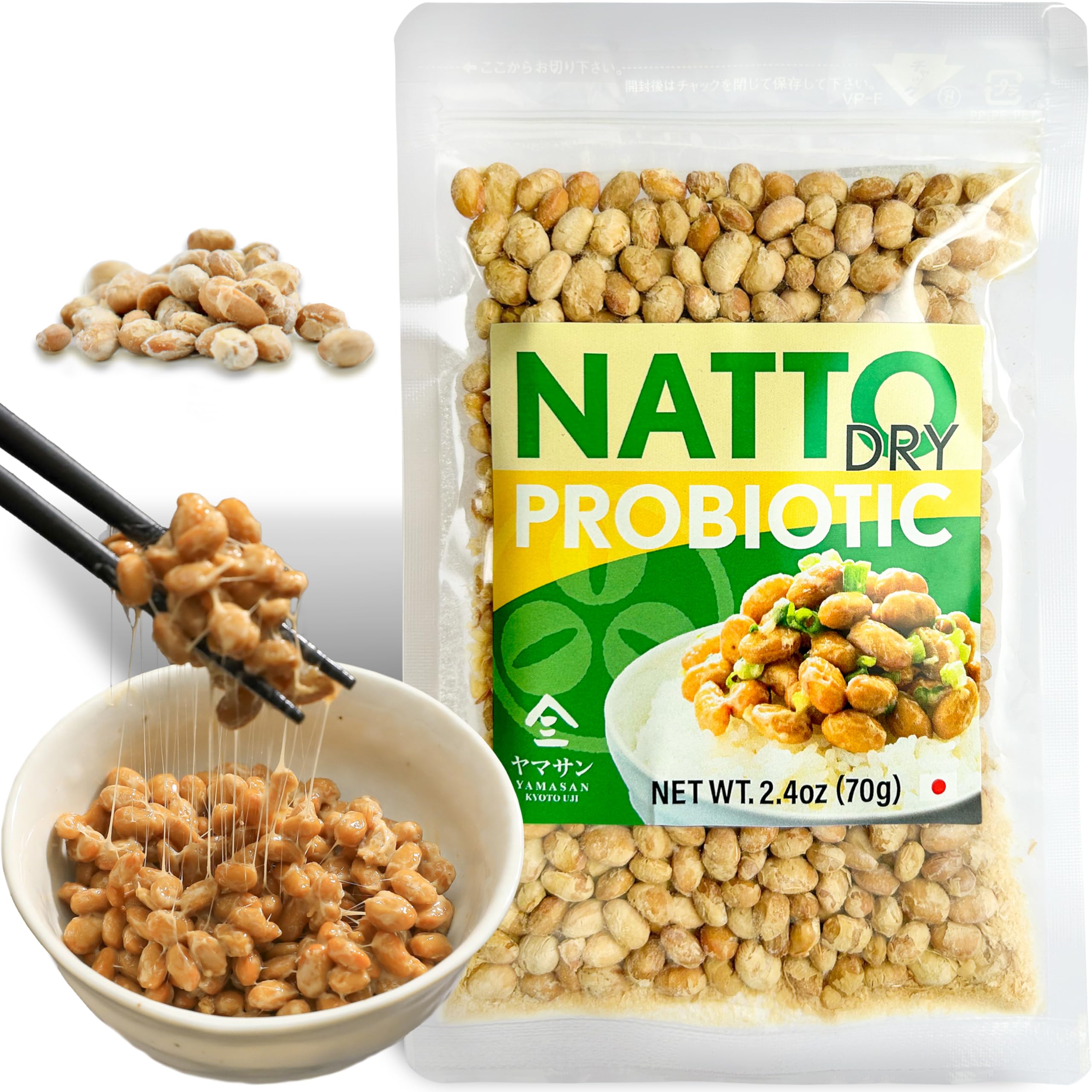 Yamasan Kyoto Uji Freeze-Dried Natto - Fermented Soybeans, Vegan (70g)
