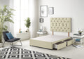 Bed Centre Premier Divan Base with 2 Drawers and Matching Headboard - Available in Multiple Fabrics and Colours 3FT Single, Linen Beige - image 1
