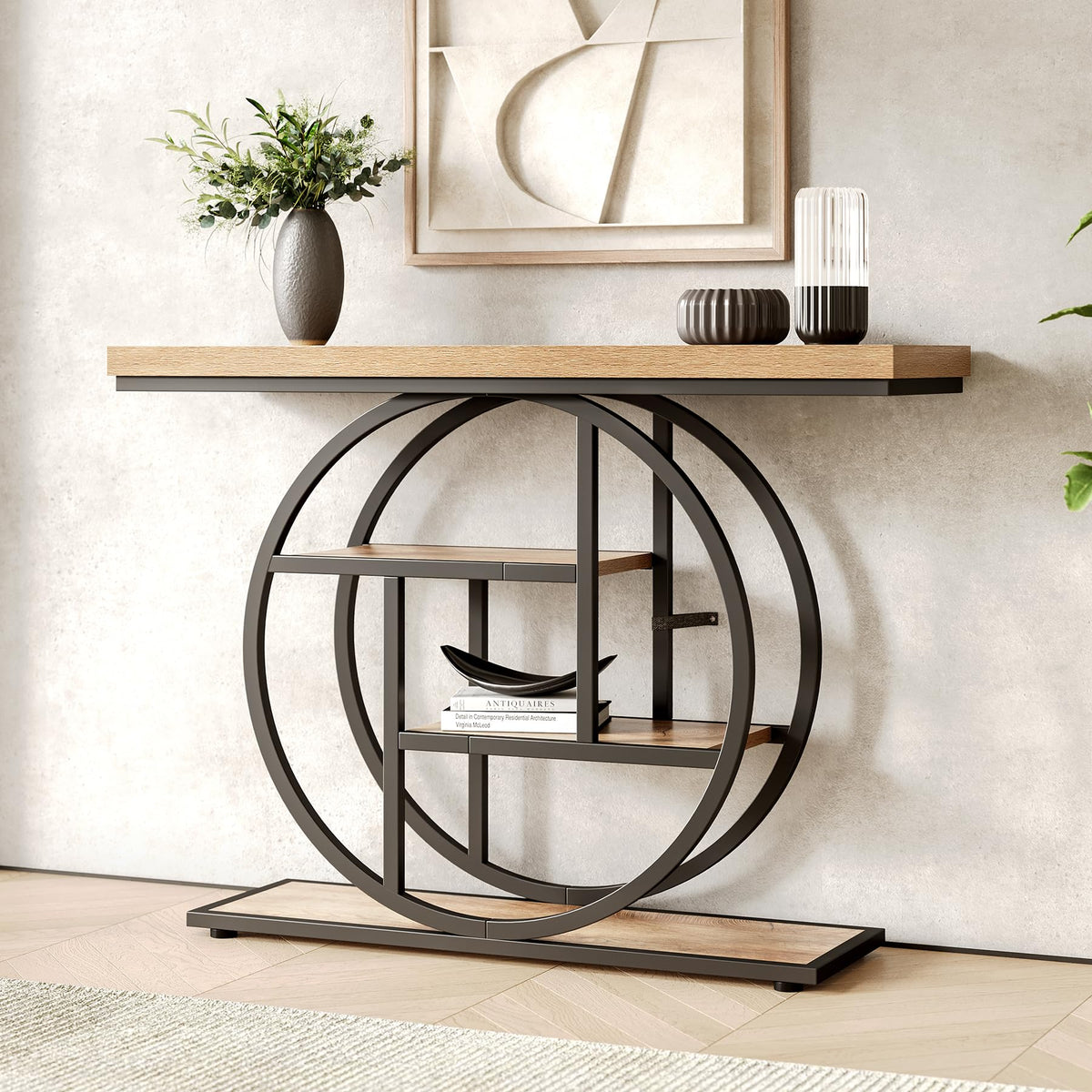 LITTLE TREE Console Table, 4-Tier Entryway Table Behind Couch Table, 41.3-Inch Farmhouse Sofa Table for Living Room, Foyer Hallway Table for Entrance - image 1
