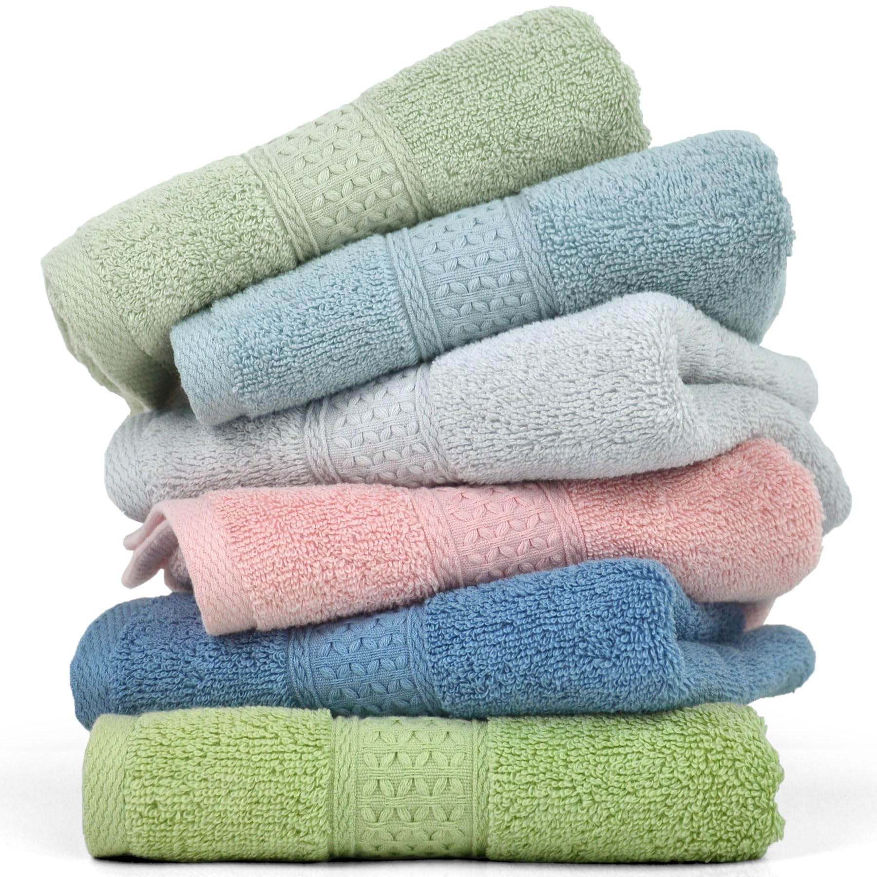 Cleanbear 100% Cotton Hand Towel Set | 6-Pack Ultra Soft & Absorbent