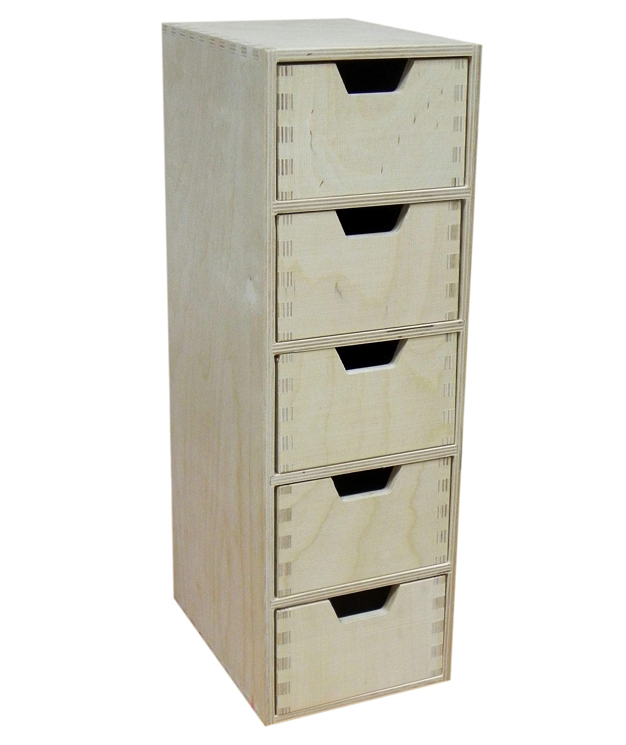 Jolof Store 5 Drawer Unfinished Wooden Chest for DIY and Decoupage