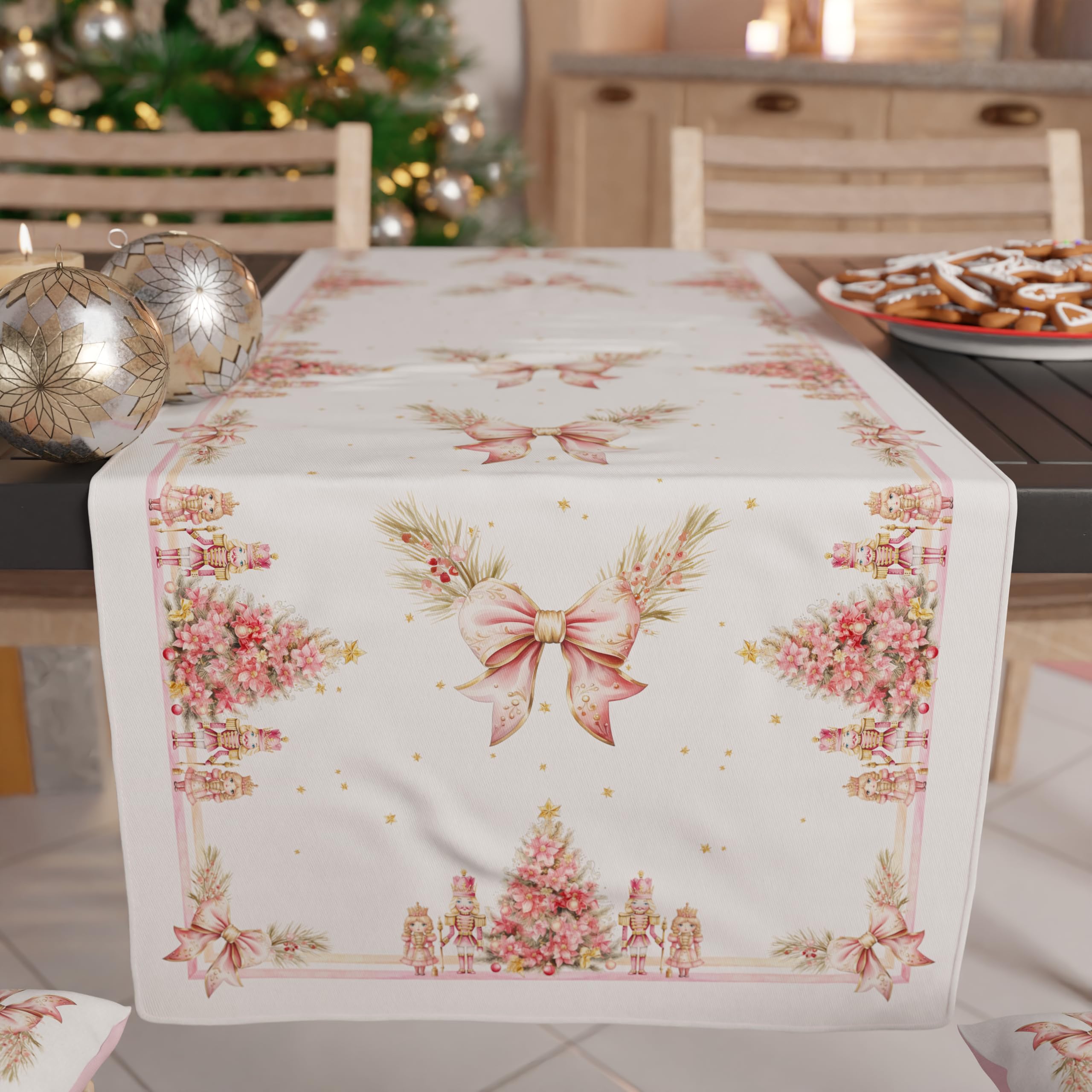 PETTI Artigiani Italiani – Pink Nutcracker Christmas Table Runner, 140x40cm