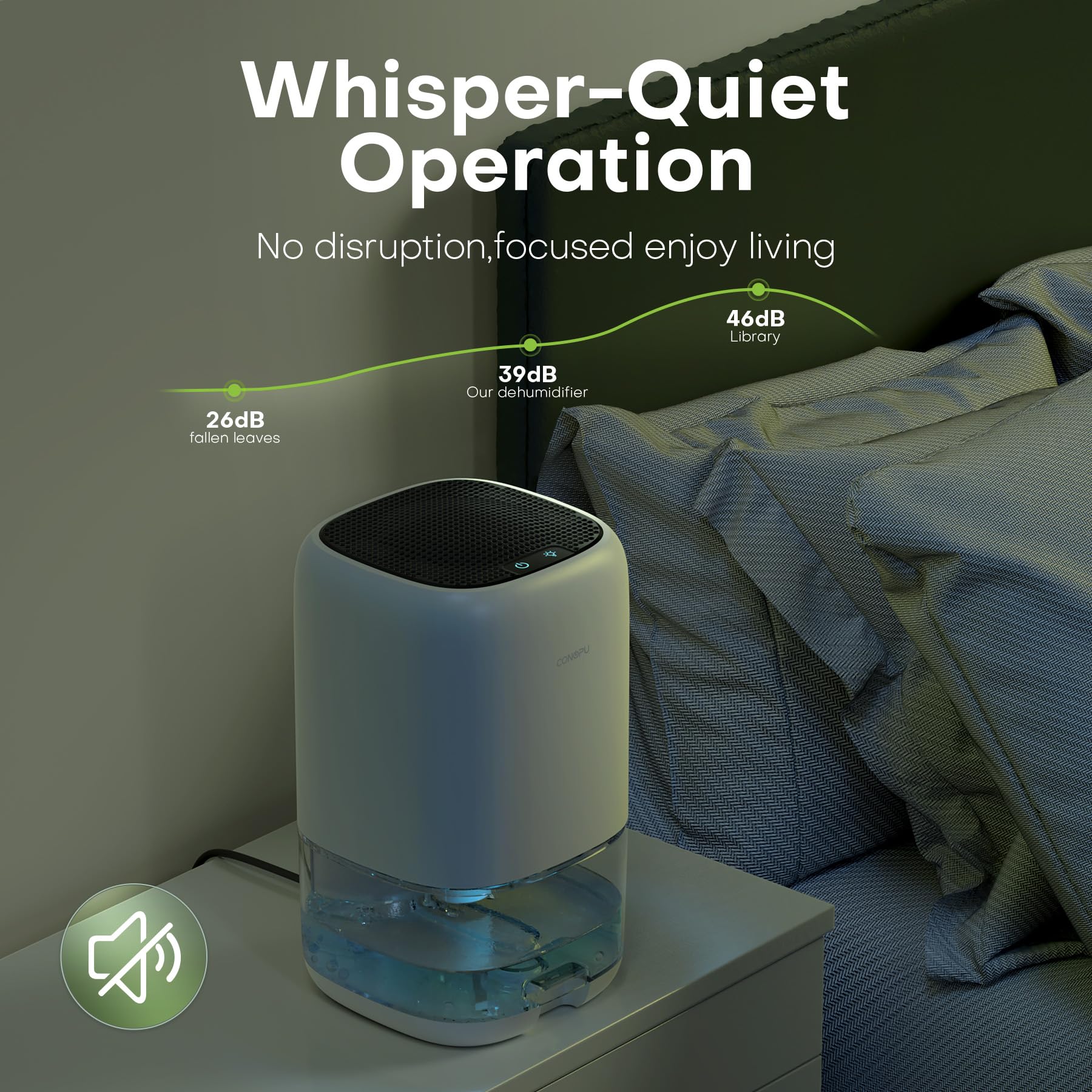 CONOPU 1000ml Portable Dehumidifier | Quiet Peltier Home Dehumidifier