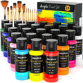Nicpro 24 Colors Acrylic Paint Set with 12 Brushes | Non-Toxic Art Kit