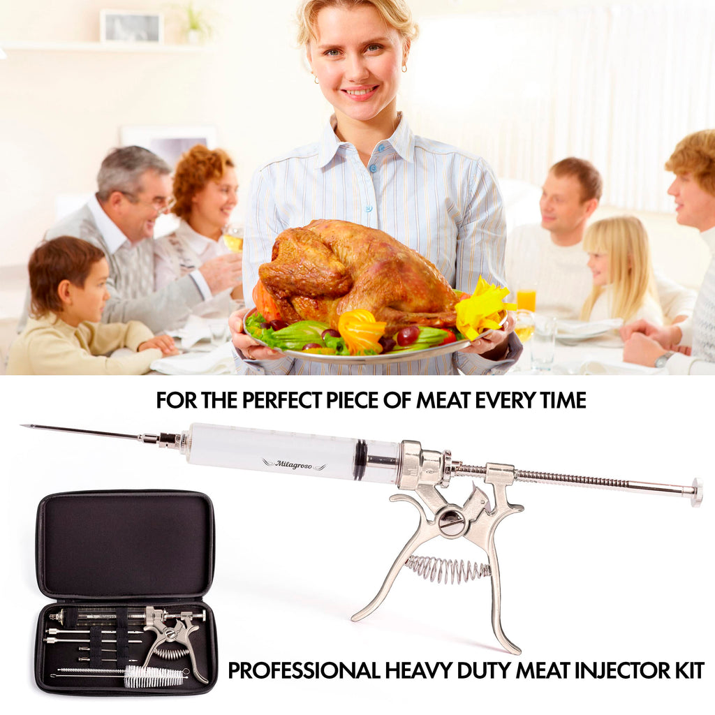 Stainless Steel Meat Injector Kit with 3 Marinade Needles