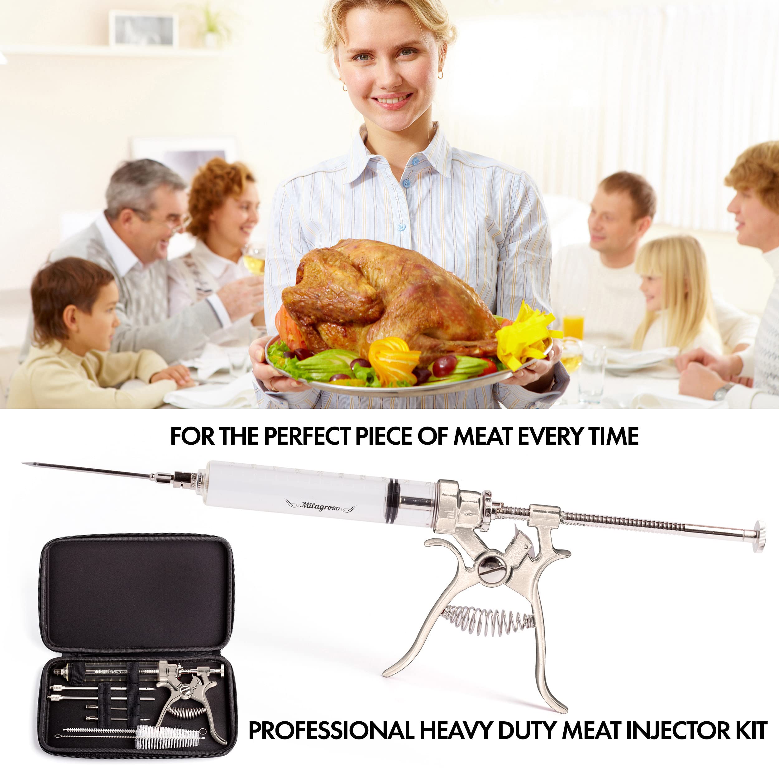 Stainless Steel Meat Injector Kit with 3 Marinade Needles