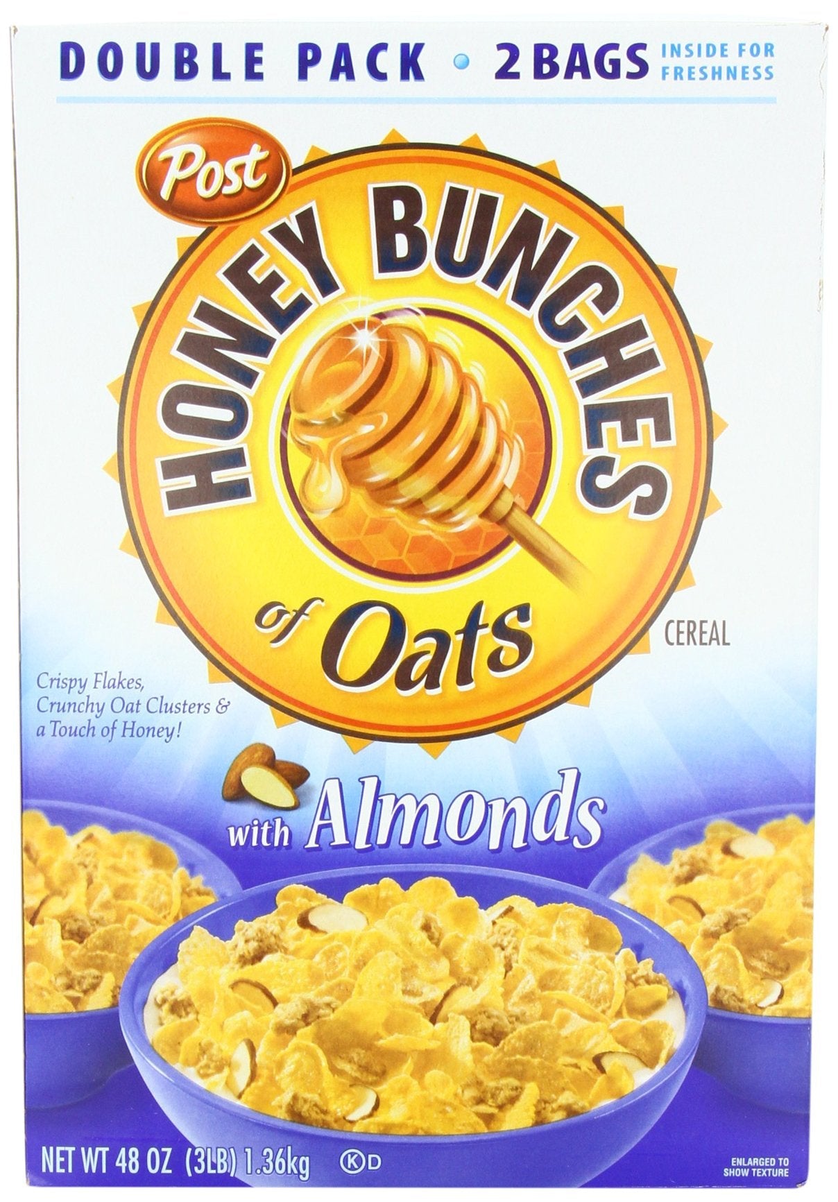 Post Honey Bunches of Oats with Almonds Cereal – 48-Ounce Family Box