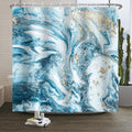 Xiaoterna Blue Marble Shower Curtain | Waterproof Polyester Bathroom Decor
