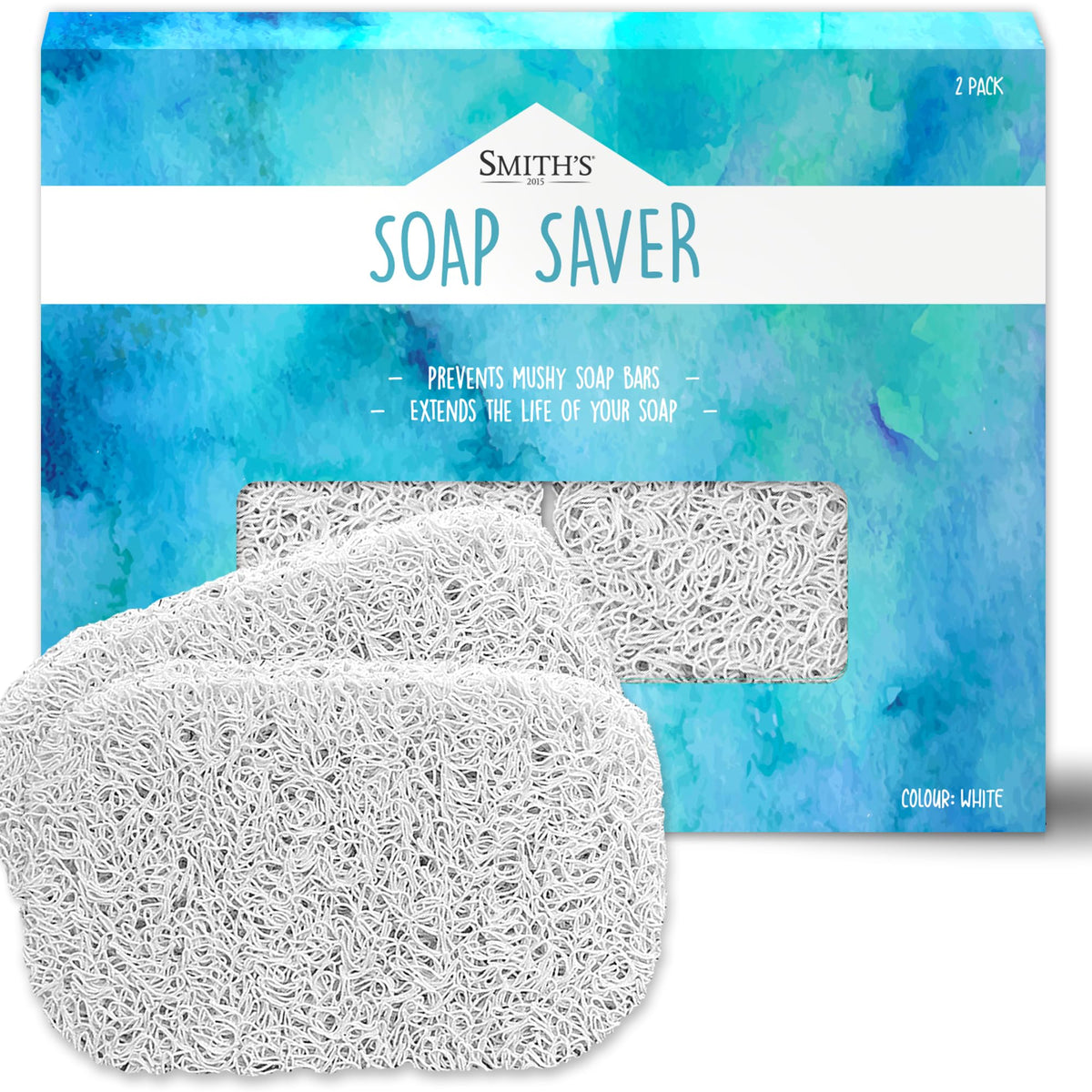 Soap Saver by Smith’s® | Extend Your Soap’s Life | 14 cm L x 8 cm W x 1.2 cm H | White / 2 Pack | 50% Thicker | Enhanced Design - image 1