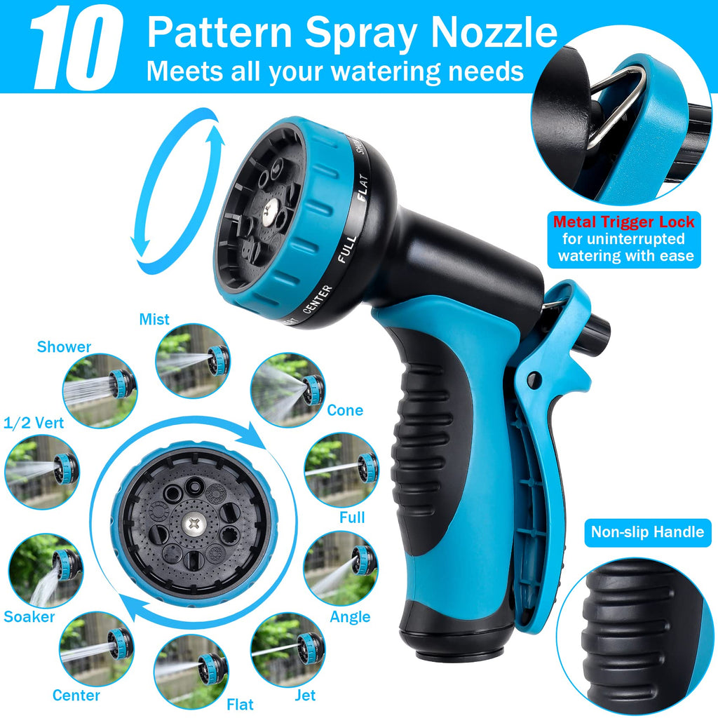 Expandable Garden Hose - 30m 100ft with 10-Function Spray Gun