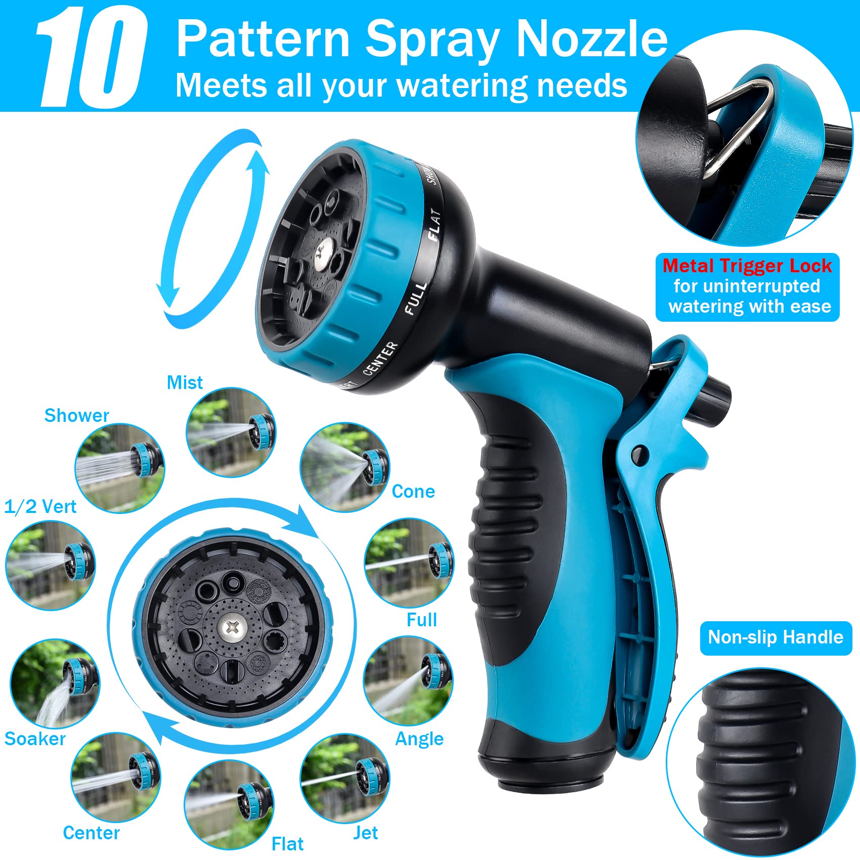 Expandable Garden Hose - 30m 100ft with 10-Function Spray Gun