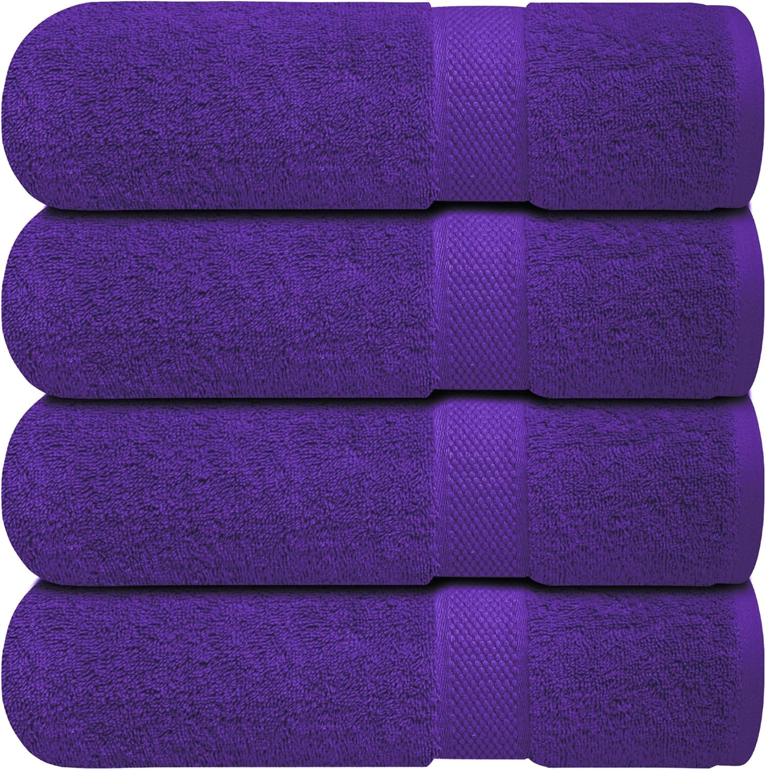 Infinitee Xclusives 100% Cotton Bath Towels Set of 4 – Profound Purple