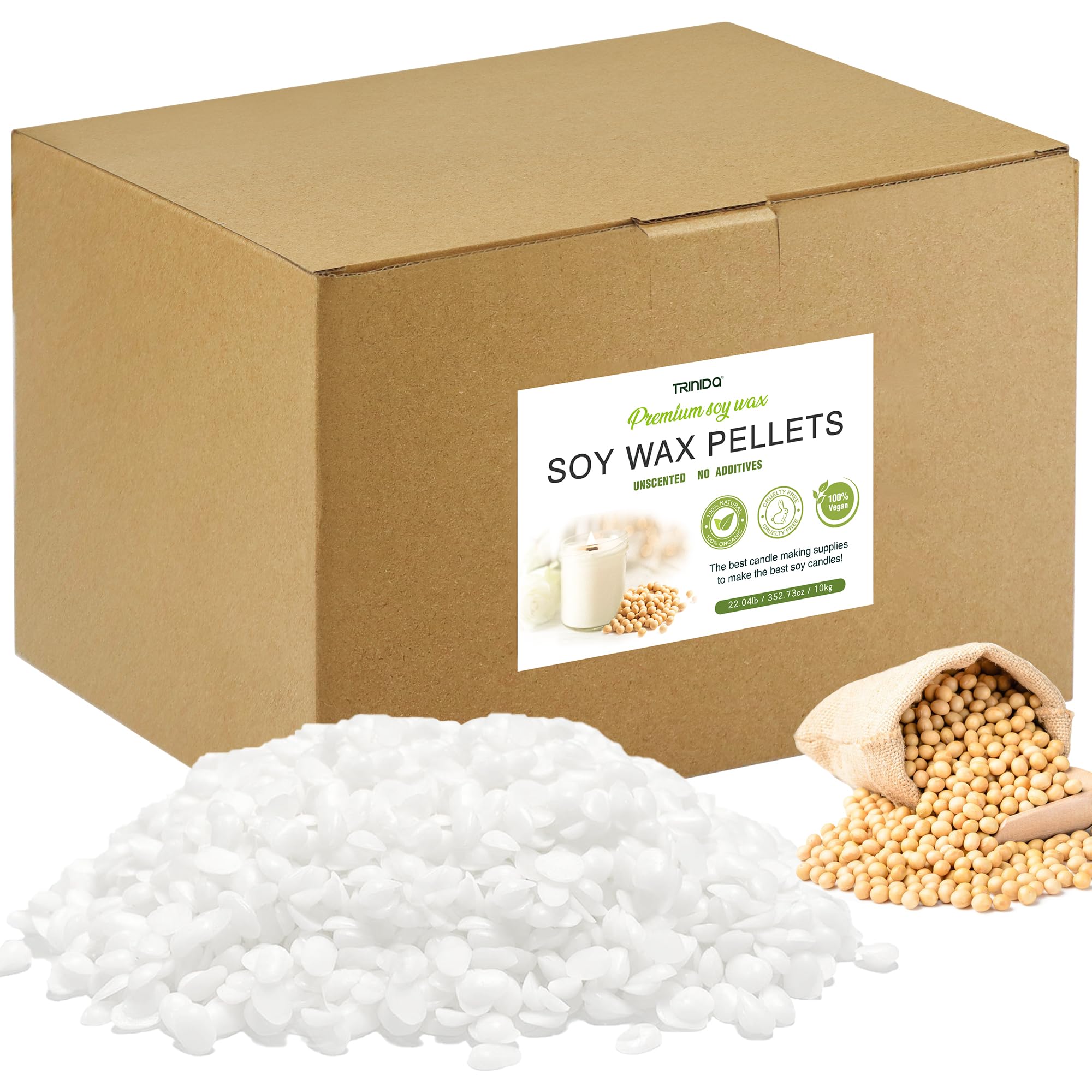 TRINIDa Soy Wax Pellets for Candle Making | 10KG Natural SoyPRO Wax