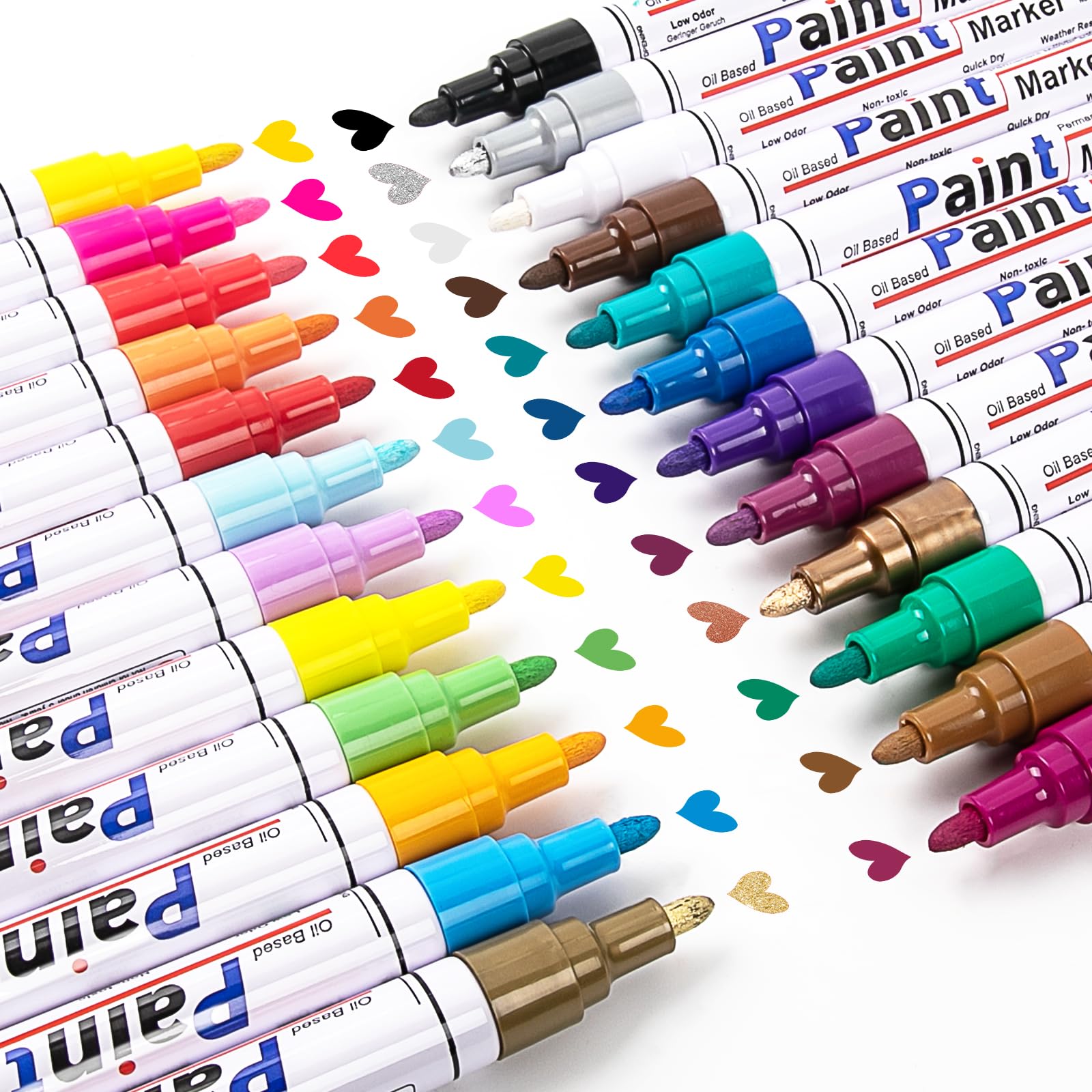 APOGO 24-Color Oil-Based Paint Pens | Waterproof Permanent Markers for Rocks