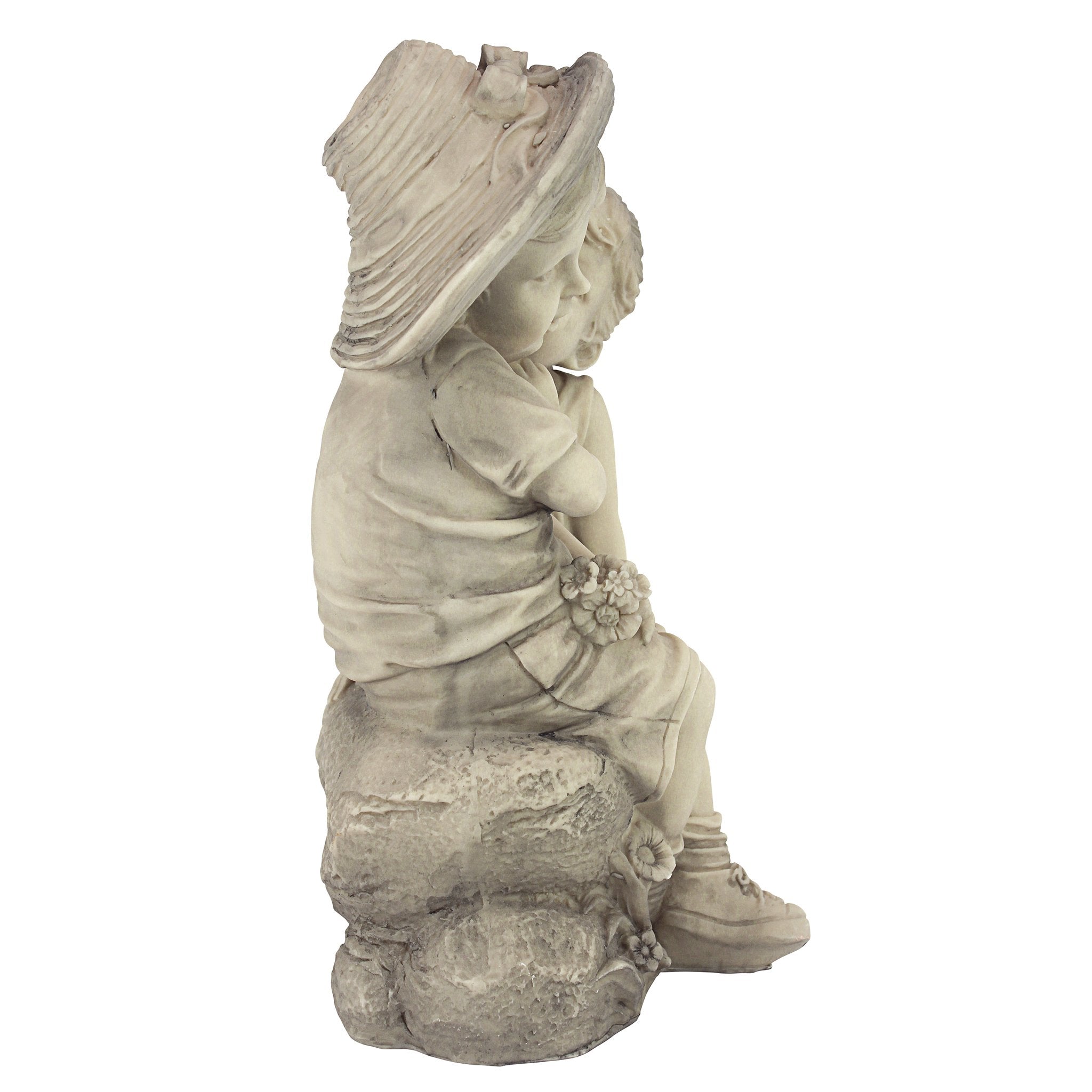 Design Toscano Kissing Kids Garden Statue | Antique Stone Resin, 35cm