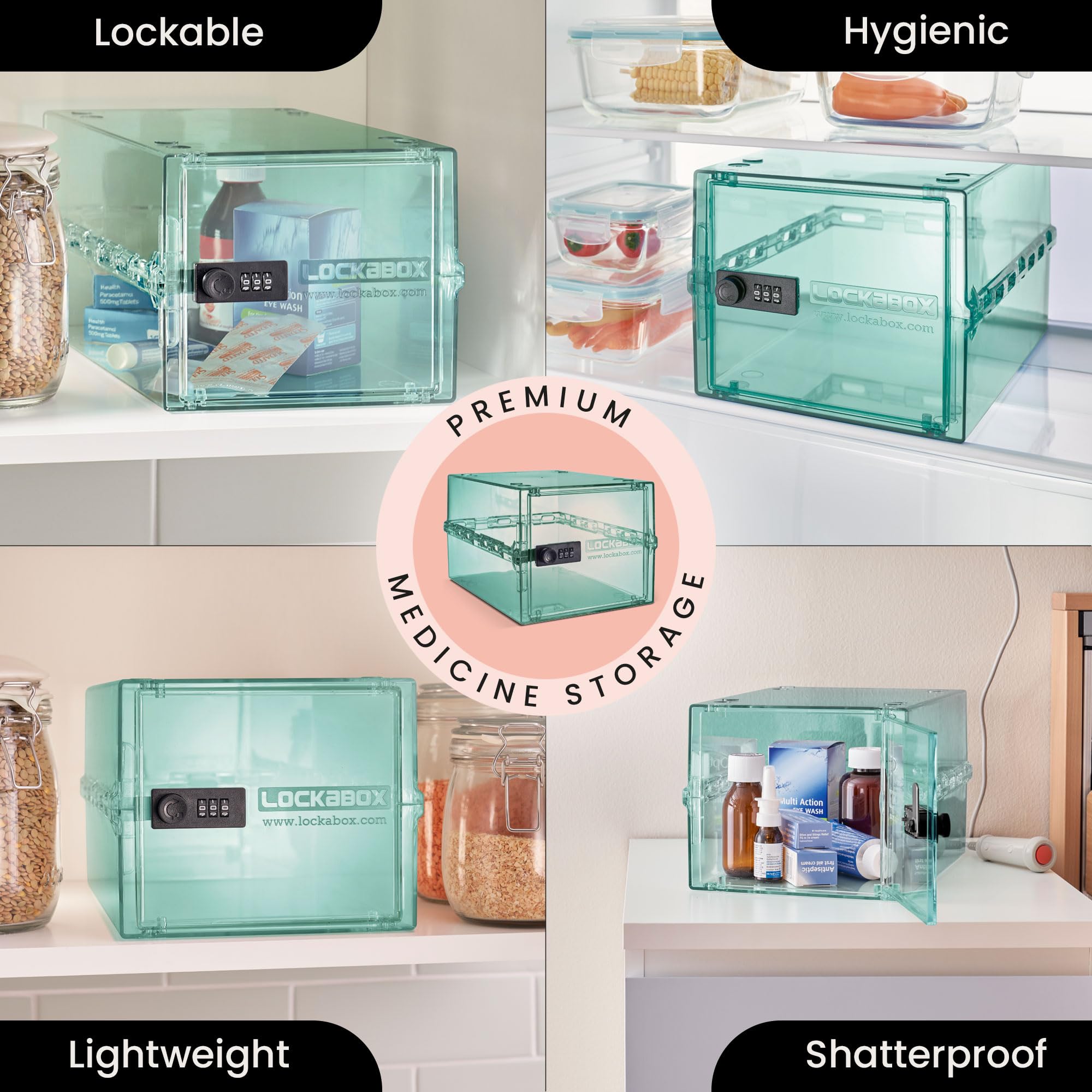 Lockabox One Medi Green | 10L Lockable Storage Box for Food and Medicine