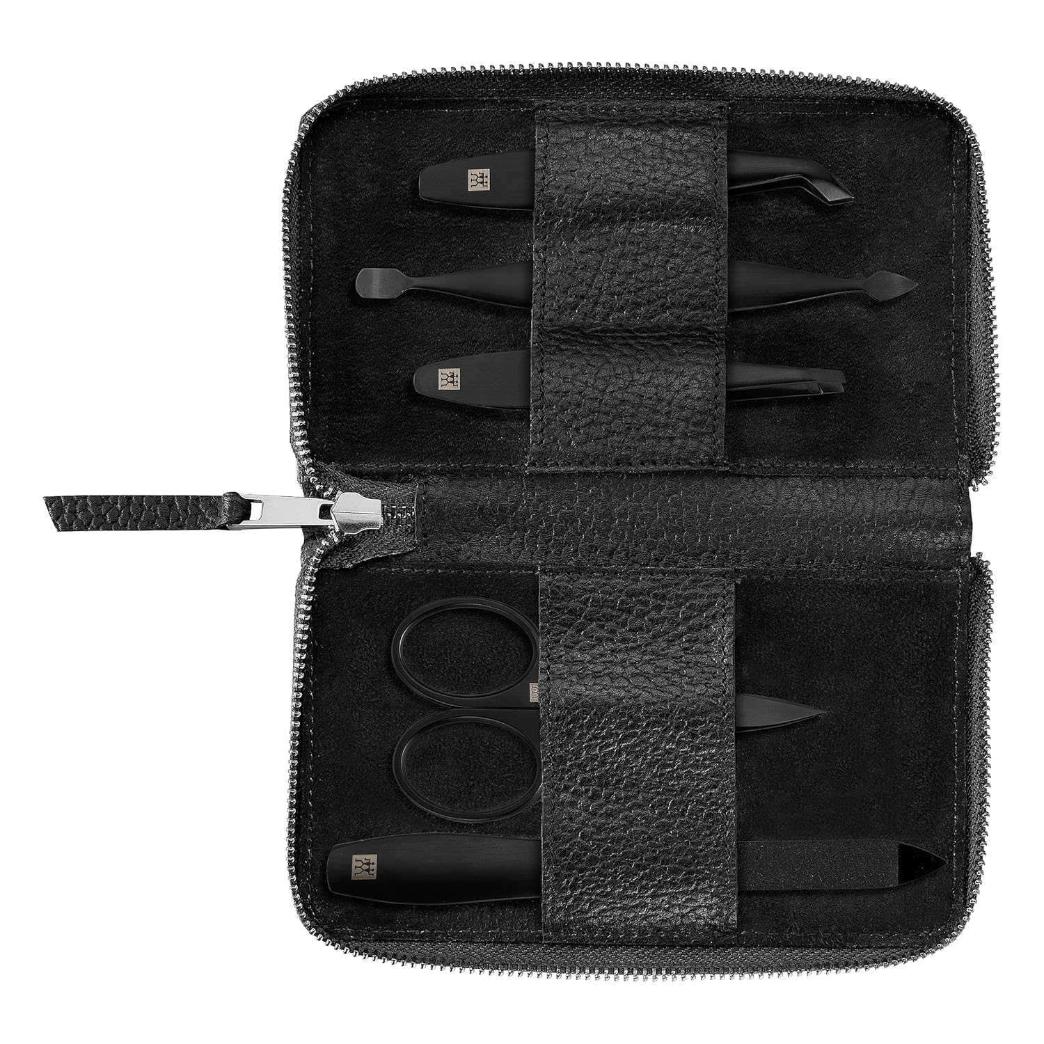 ZWILLING 5-Piece Manicure Set | Black Stainless Steel Leather Travel Kit