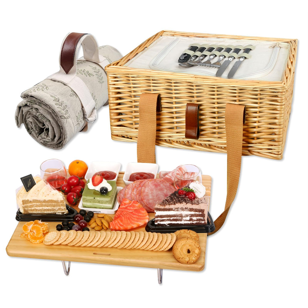 Hap Tim Wicker Picnic Basket for 2 | Insulated Cooler & Folding Wine Table
