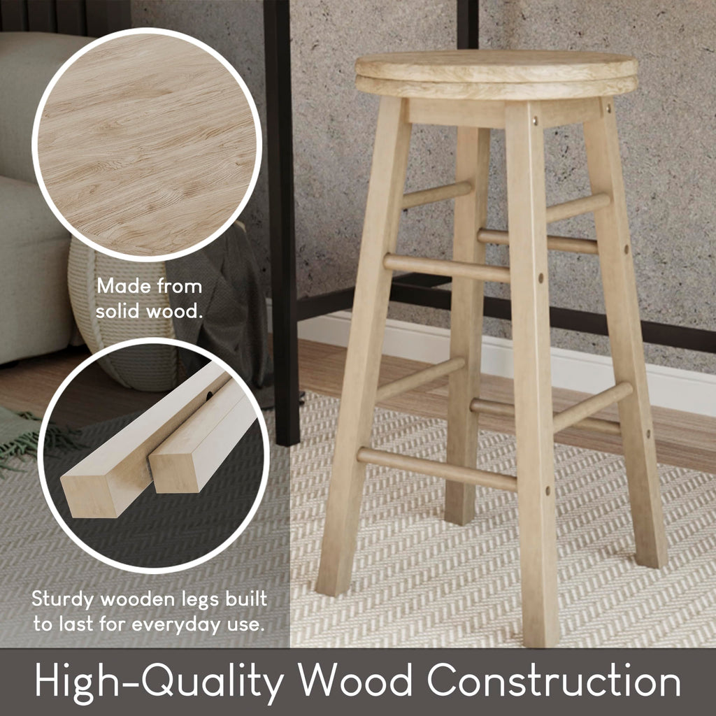 Chef Vida Modern Swivel Bar Stool | Solid Pine Wood Kitchen Seat