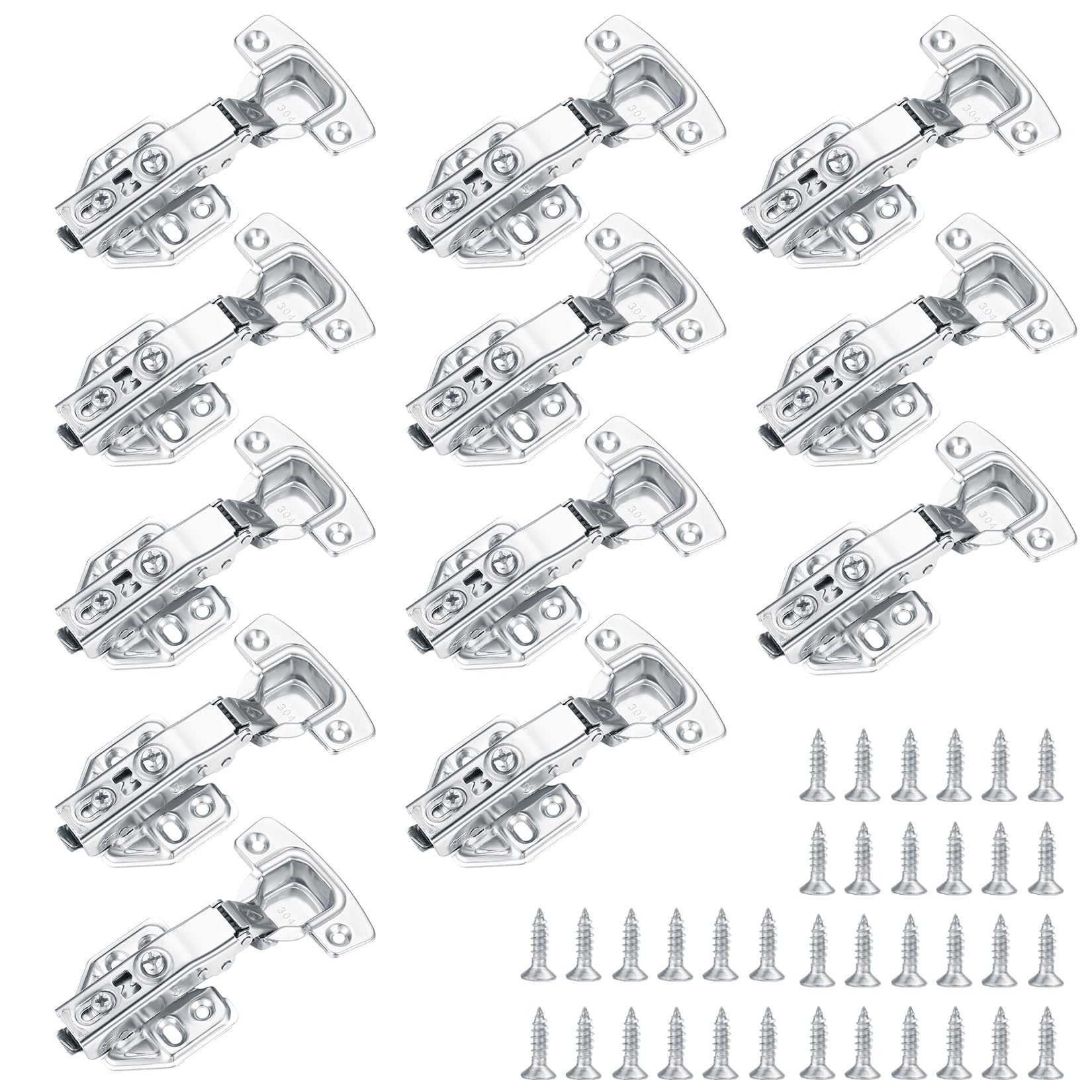 Soft Close Full Overlay Cabinet Hinges - 12 Piece Set
