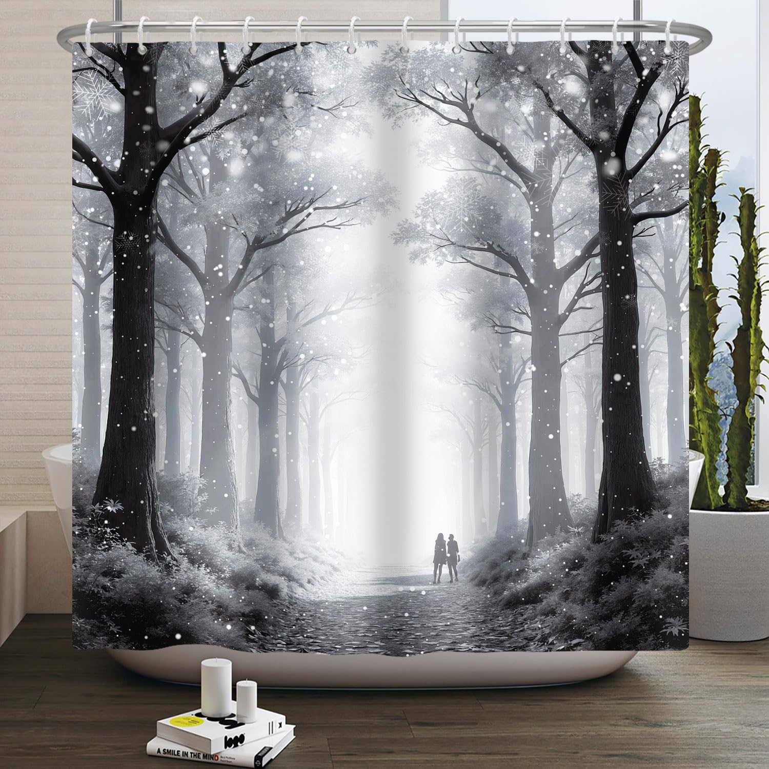 Jolof Store Winter Forest Shower Curtain | Waterproof Polyester, 152x183cm