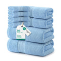 REDKISS 8 Piece Blue Towels Set with Hanging Loop-Quick Drying & Soft