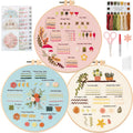 UXORSN 30-Stitch Embroidery Kit for Beginners | 3-Set Floral Practice Kit