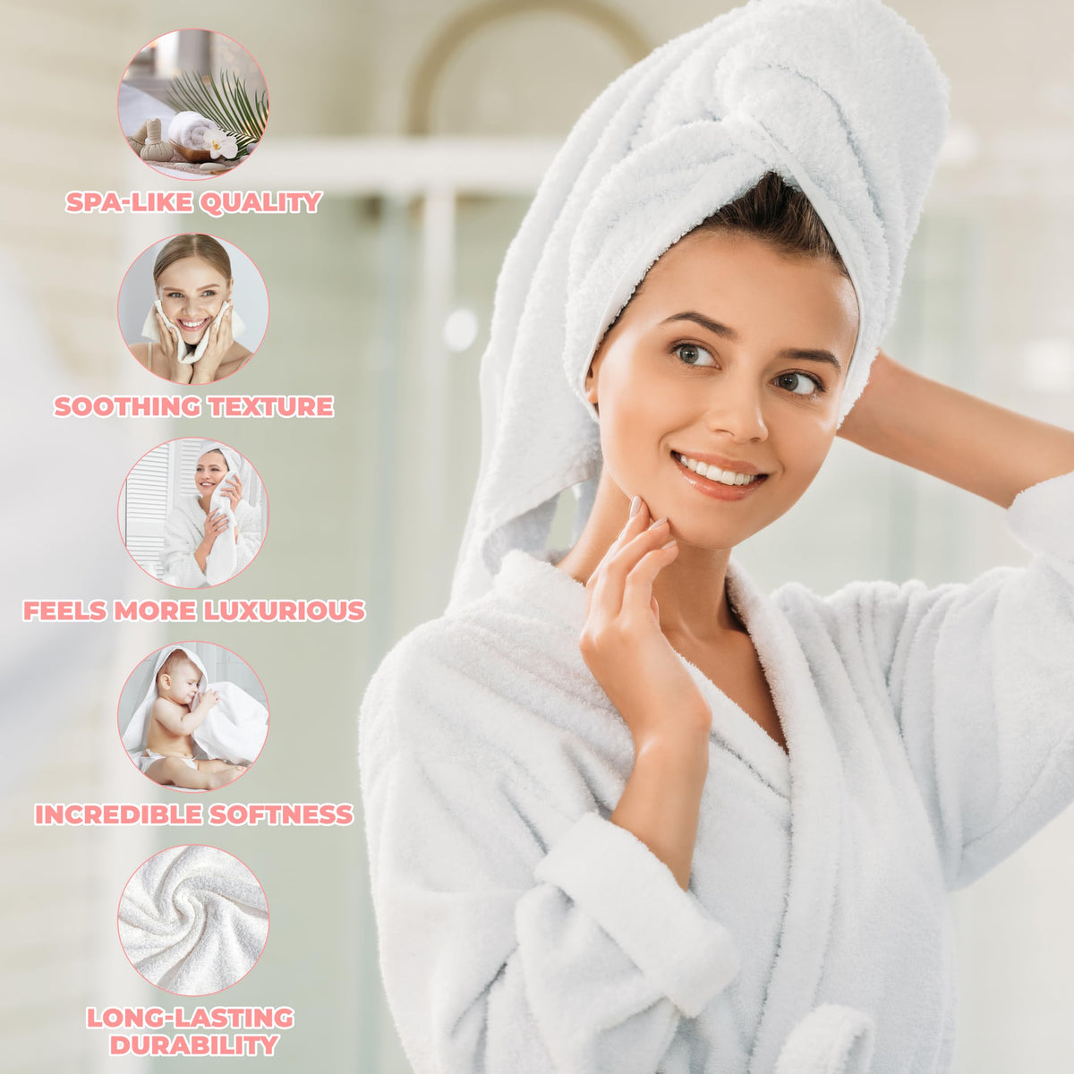 Superior Collection 100% Zero Twist Cotton Super Soft and Absorbent 3-Piece Towel Set, Brick - image 4