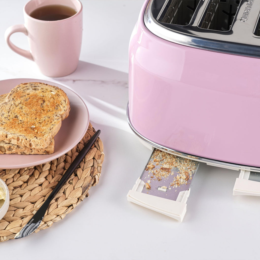 Salter Retro 4-Slice Toaster – Pink Wide Slot with 6 Browning Levels