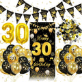 30th Birthday Decorations - Black & Gold Balloon Banner Kit