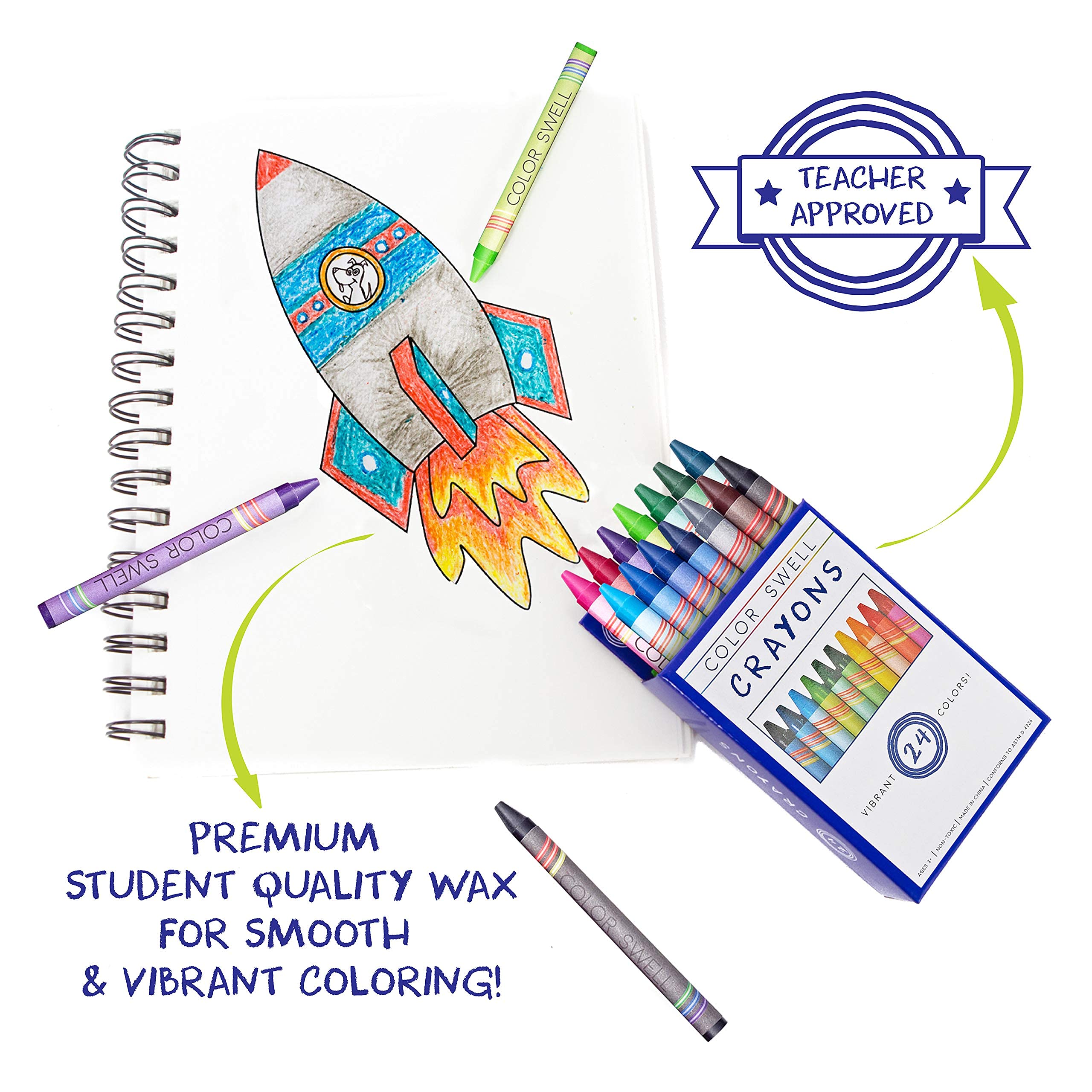 Color Swell Bulk Crayons | 36 Boxes of 24 Nontoxic Classroom Art Supplies
