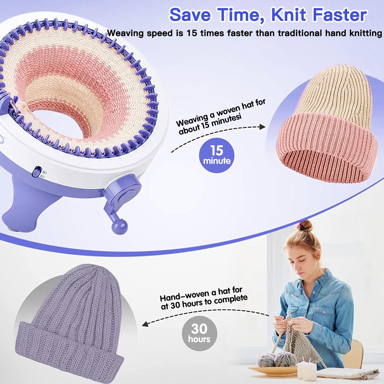 SENTRO 48-Needle Knitting Machine – Circular Loom Kit for Adults & Kids