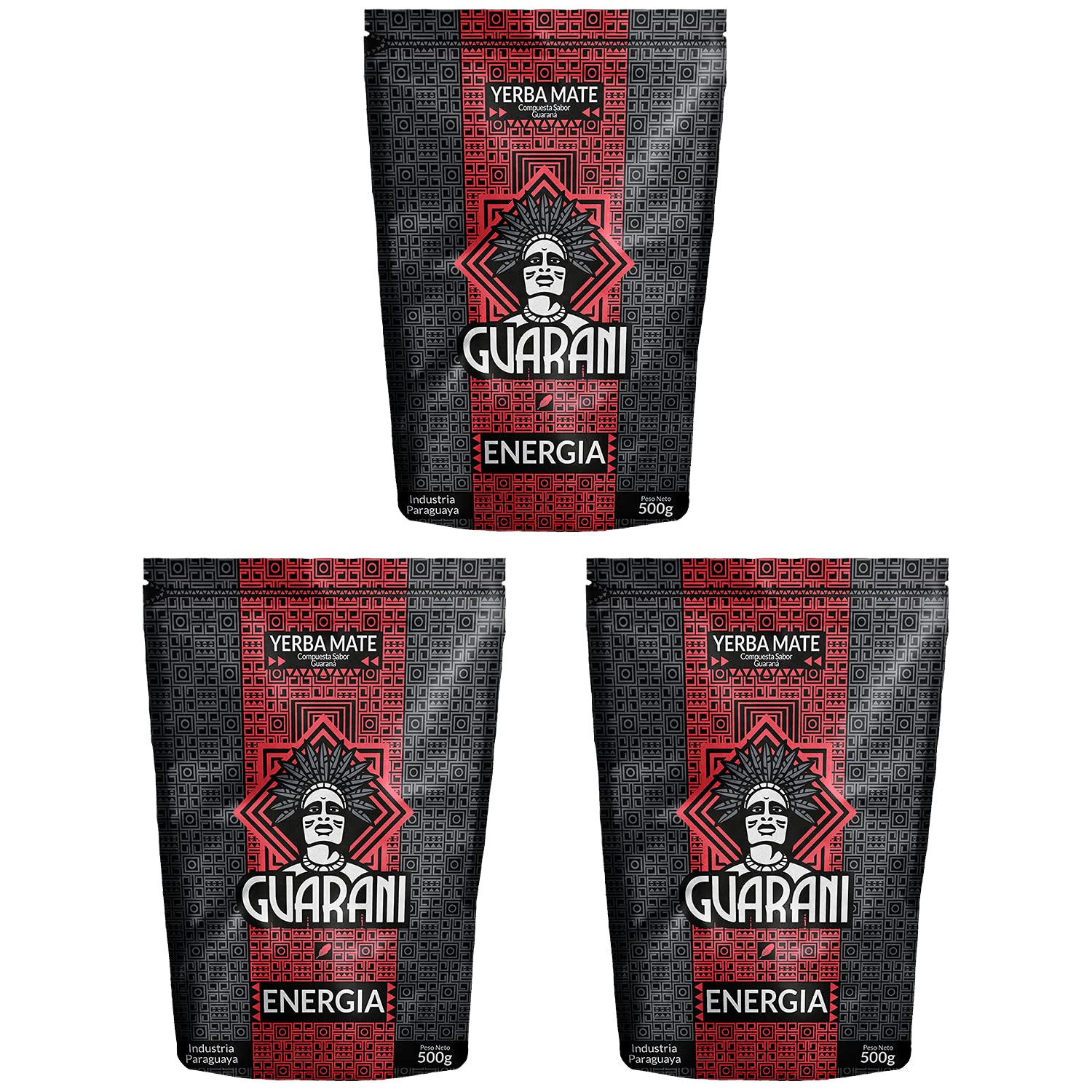 Guarani Energia Yerba Mate with Guarana - Smoked Loose Leaf Tea 3x500g