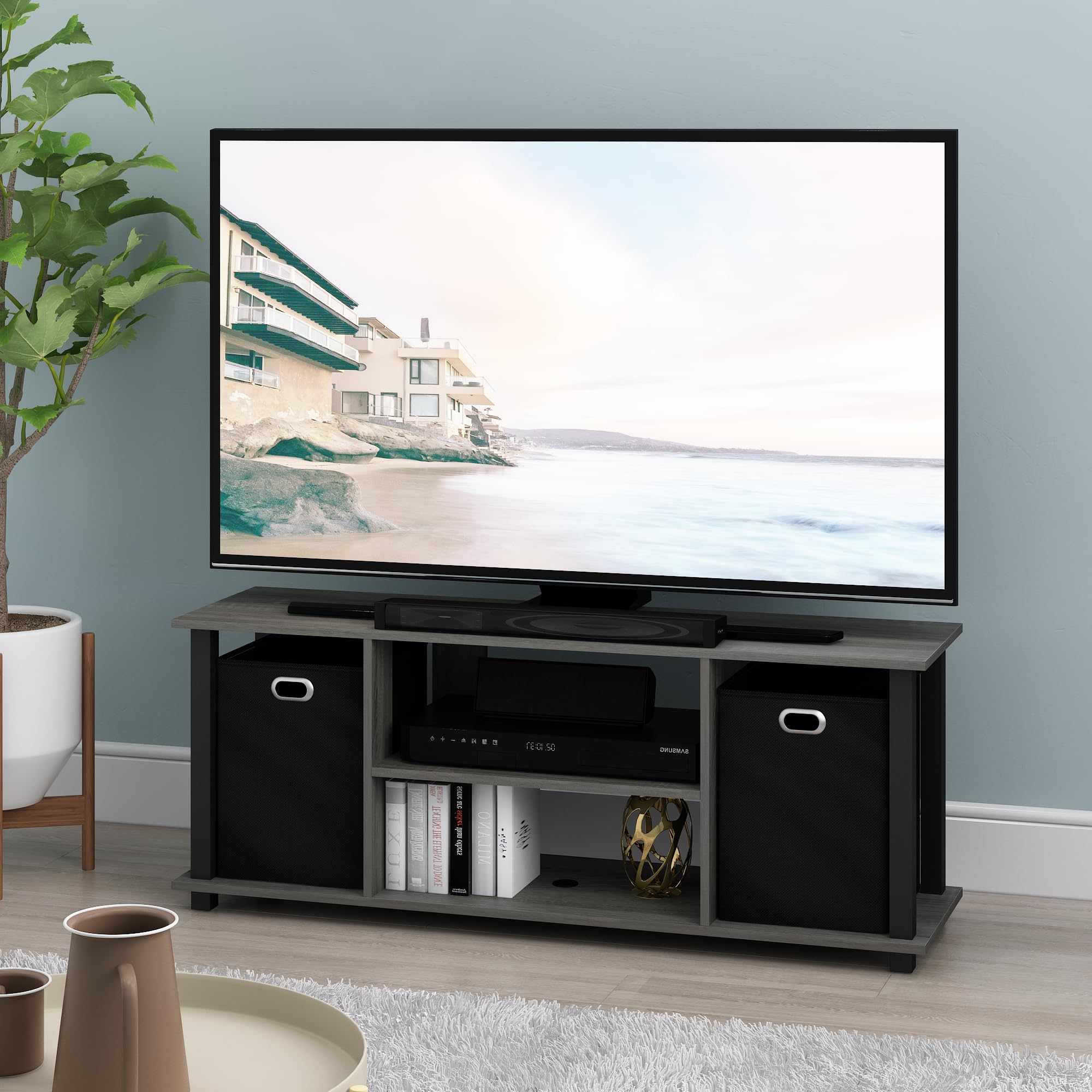 Furinno TV Stand Entertainment Center with Storage Drawers - French Oak