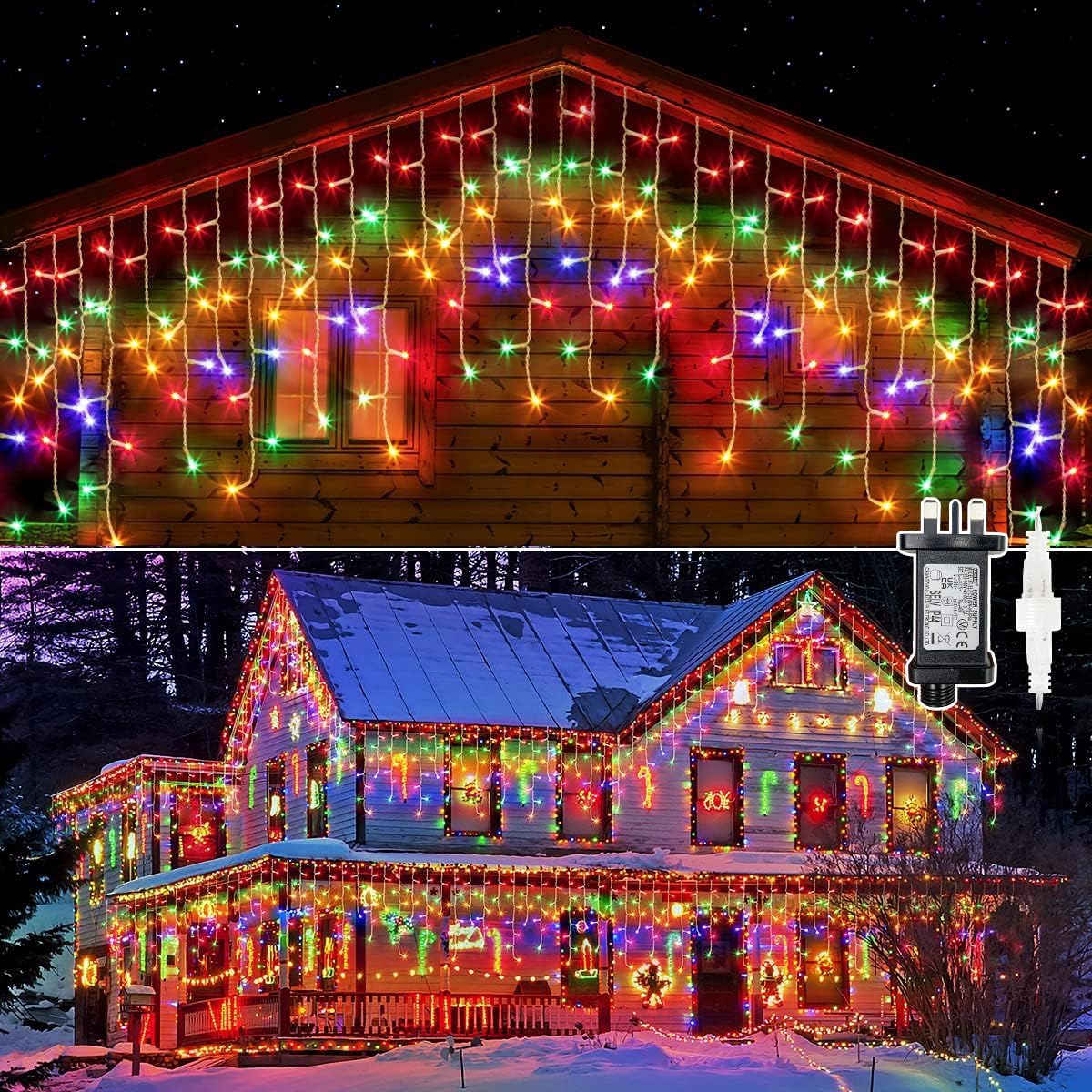 GlobaLink 400LED Outdoor Icicle Lights | 10M Multicolored Fairy Lights