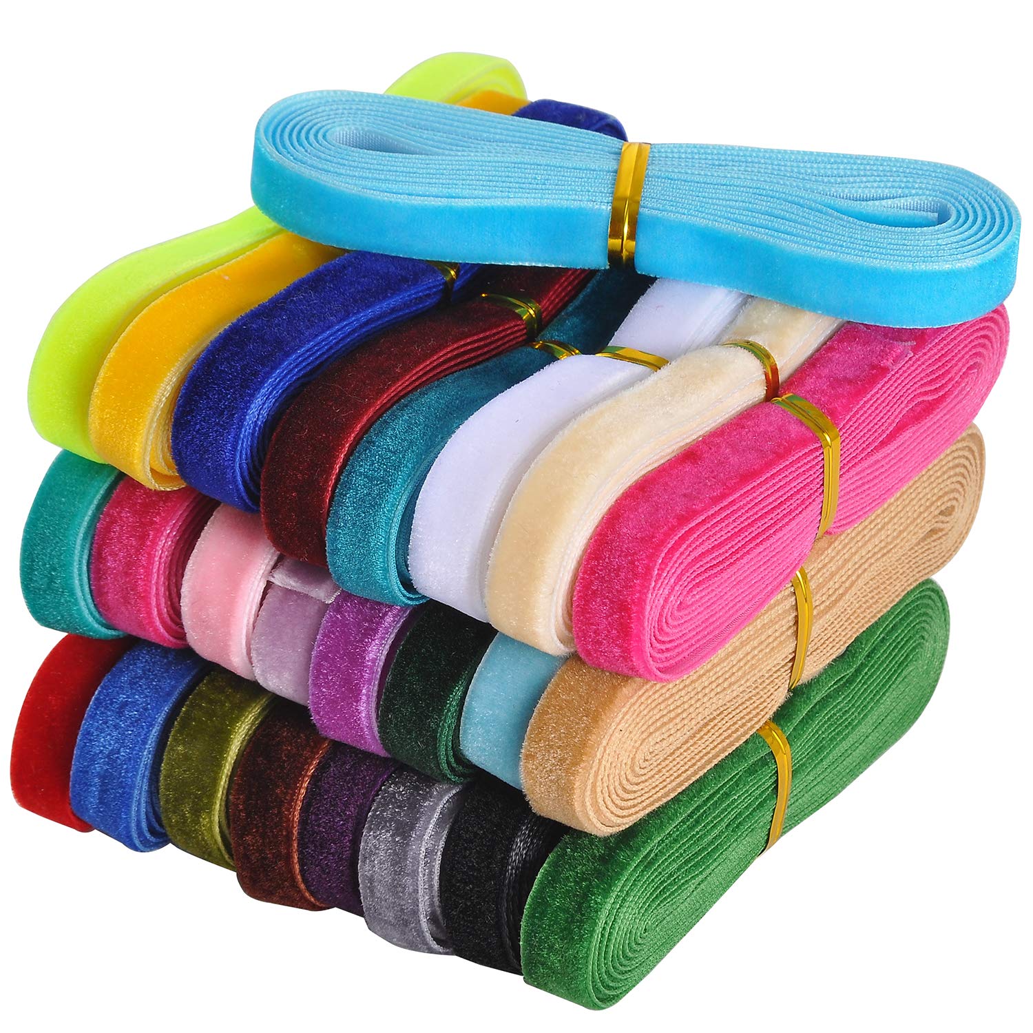 Berolle 3/8" Velvet Ribbon - 50 Yards Nylon Ribbon in 25 Assorted Colors