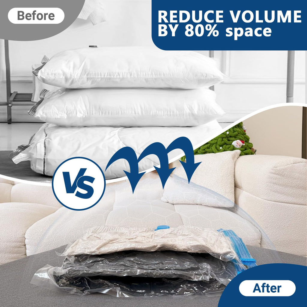 Vacuum Storage Bags - 4 Pack Extra Large 100X130cm Space Saver Sealer Compression Bags, Reusable Vacuum Bags for Storage Clothes, Duvets, Bedding