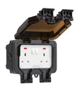 Knightsbridge IP66 Outdoor Weatherproof Double Socket - Black