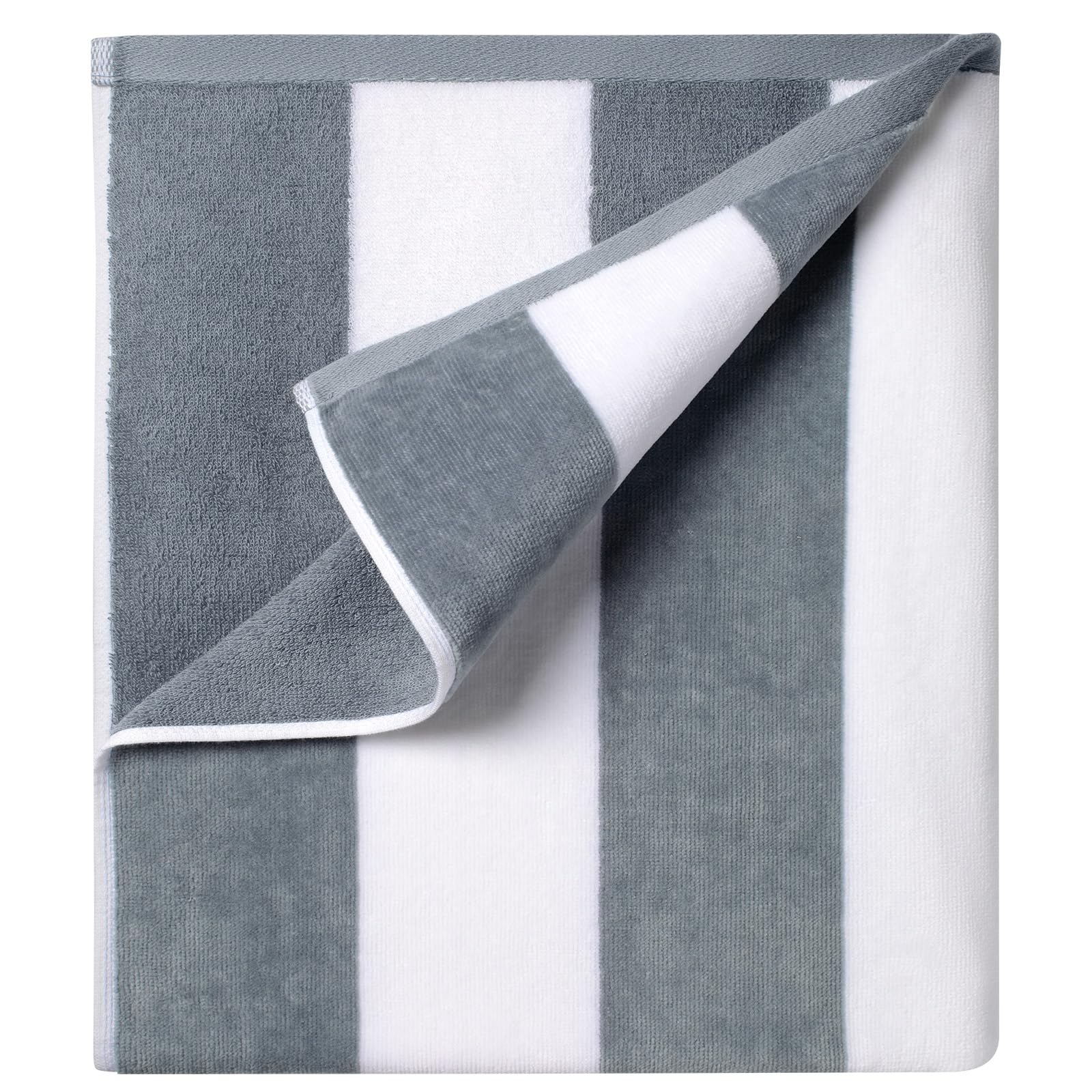Ouxiaobai Oversized Cotton Beach Towel – 35x70 Large Striped Grey