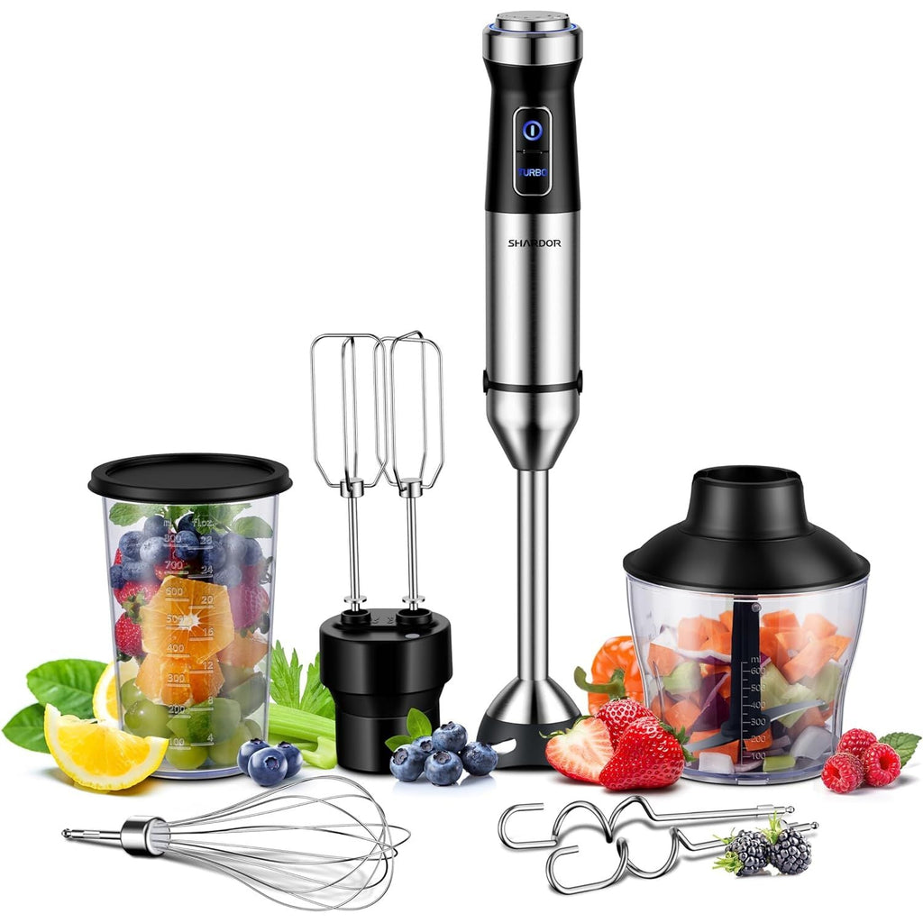 Shardor 6-in-1 Hand Blender | 1200W 20-Speed Immersion Stick Blender