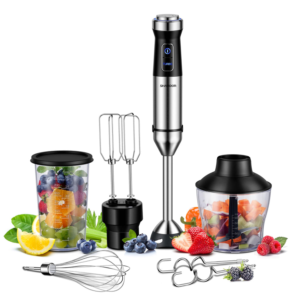 SHARDOR 6-in-1 Hand Blender – 1200W Immersion Stick Mixer with 20 Speeds