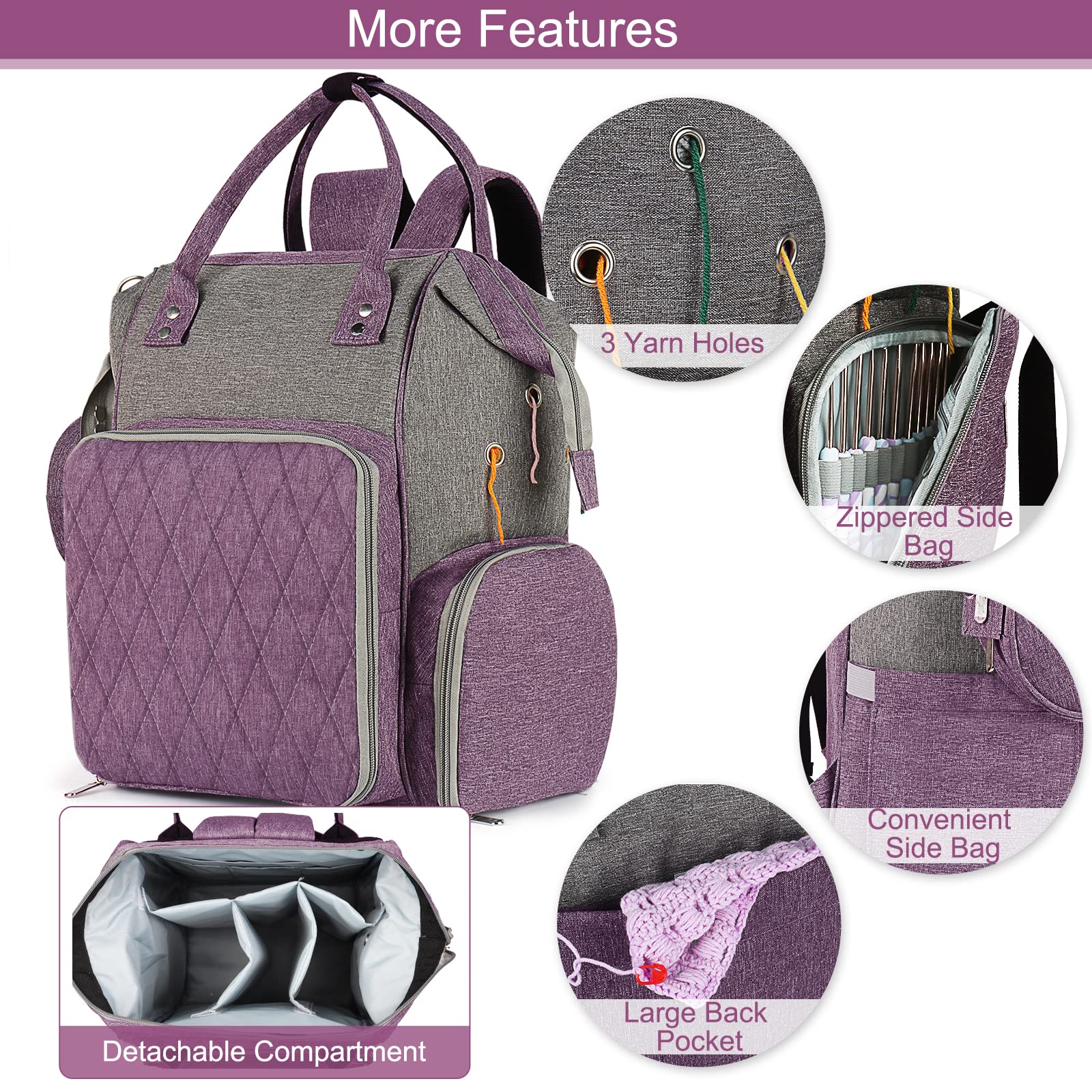 Aeelike Extra Large Knitting Bag Backpack | Yarn Storage & Crochet Organizer