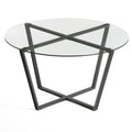 Mango Steam Round Metro Glass Coffee Table/Side Table/for Living Room & Dining Room - Clear Top/Black Base - image 1