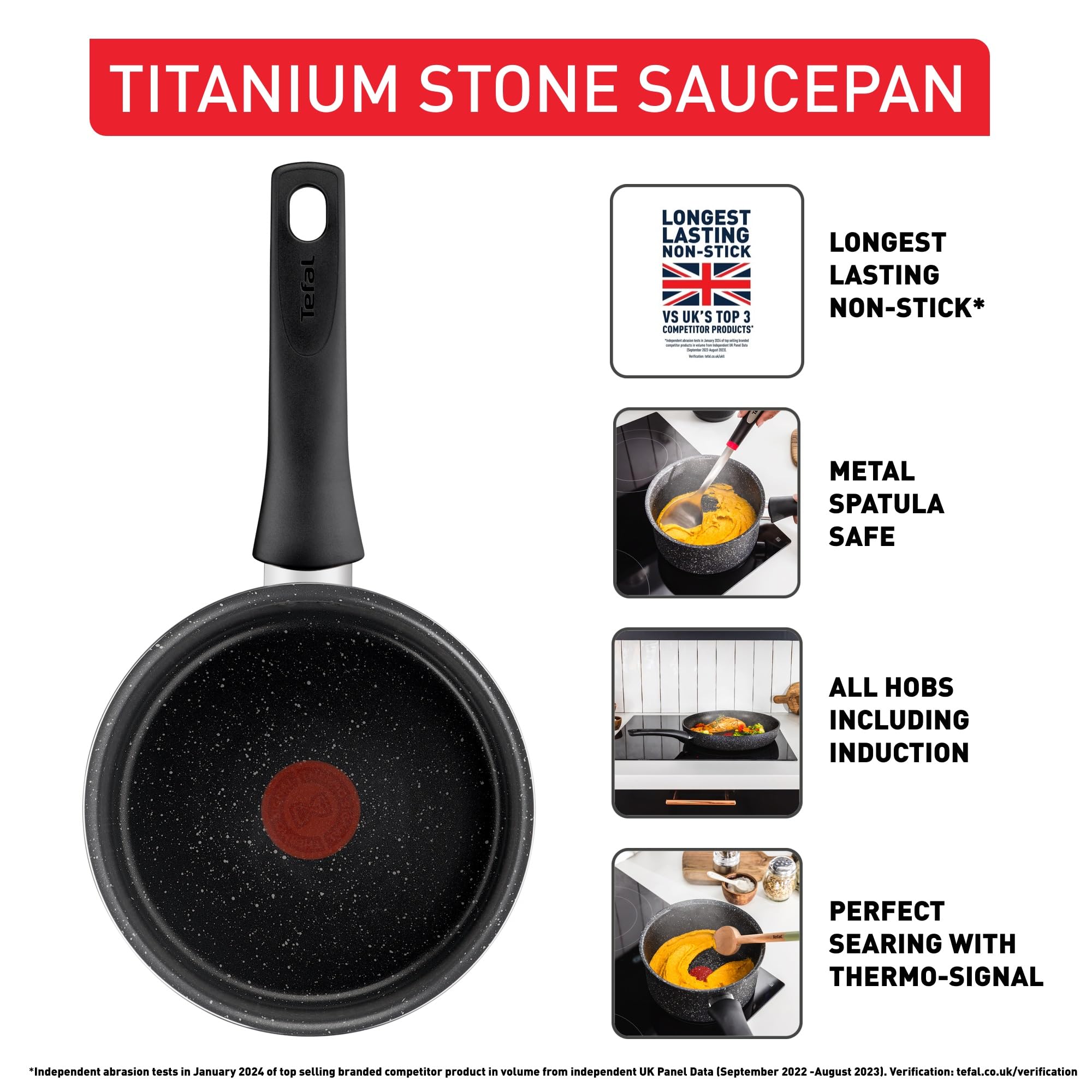 Tefal Titanium Stone Saucepan 18cm with Lid | Induction Non-Stick