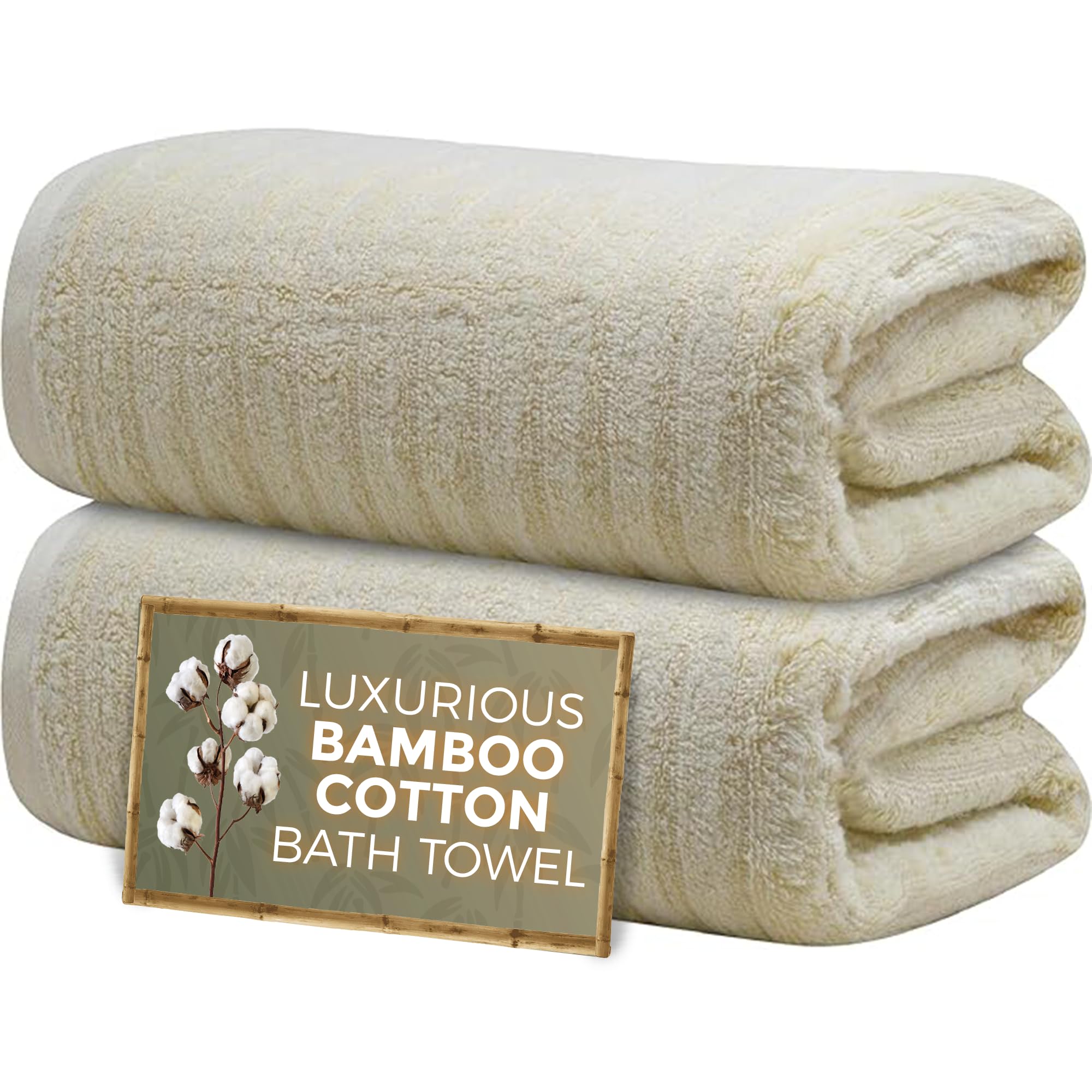 Towelogy Bamboo Cotton Bath Towels - Set of 2 (70x120 cm) - Beige